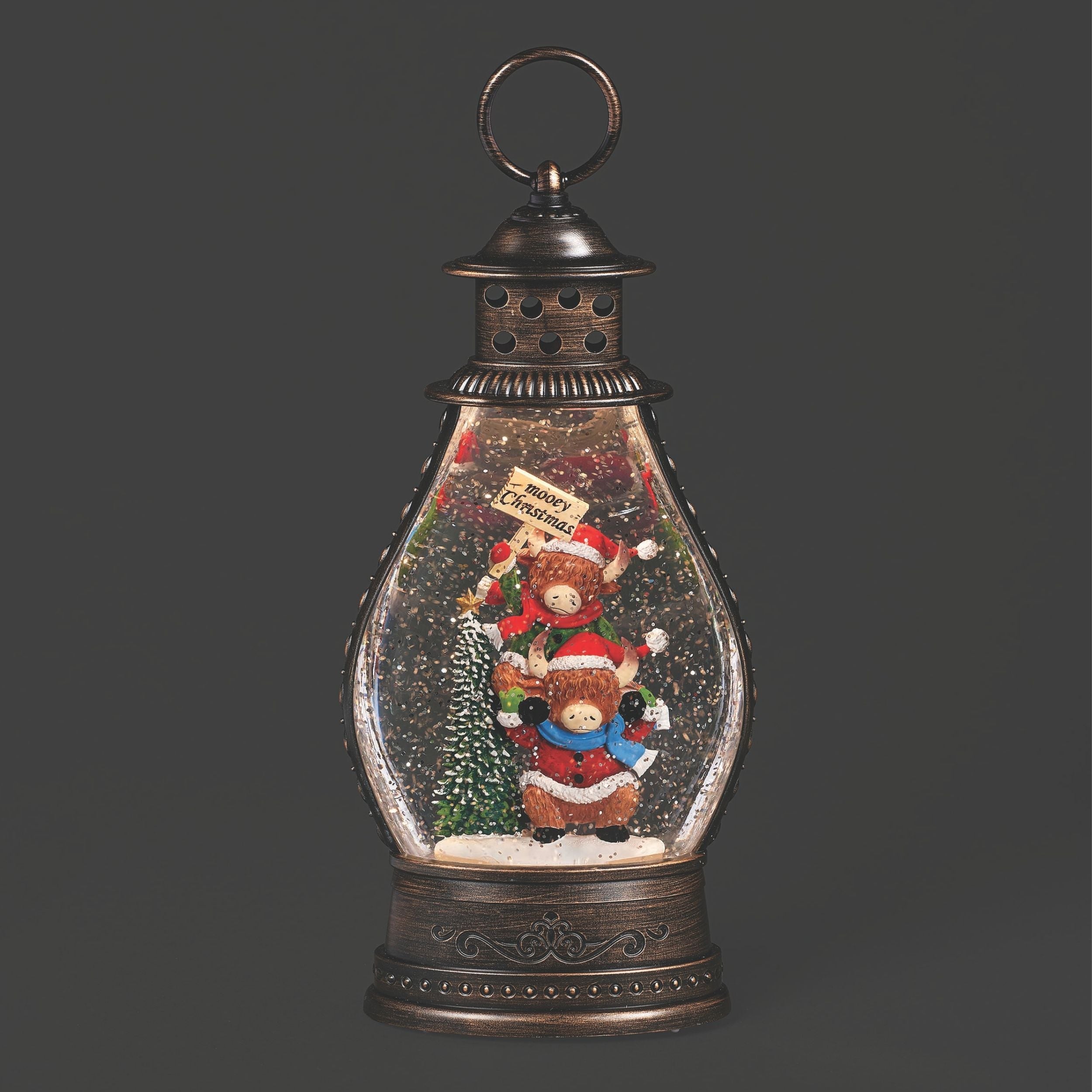Confetti Lites Lighted Swirl Stacked Cow Mooey Christmas Lantern