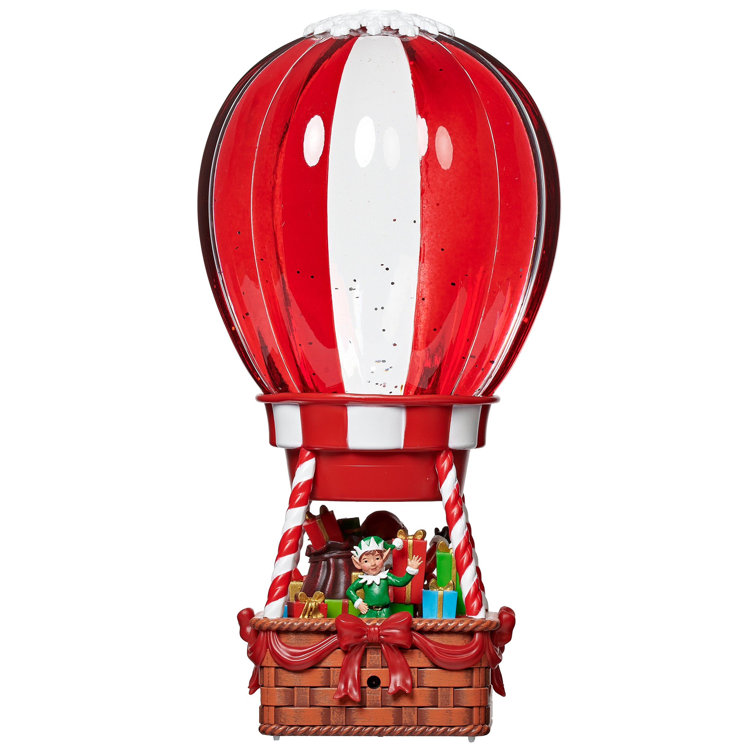 Confetti Lites Lighted Swirl Hot Air Balloon with Santa & Elf