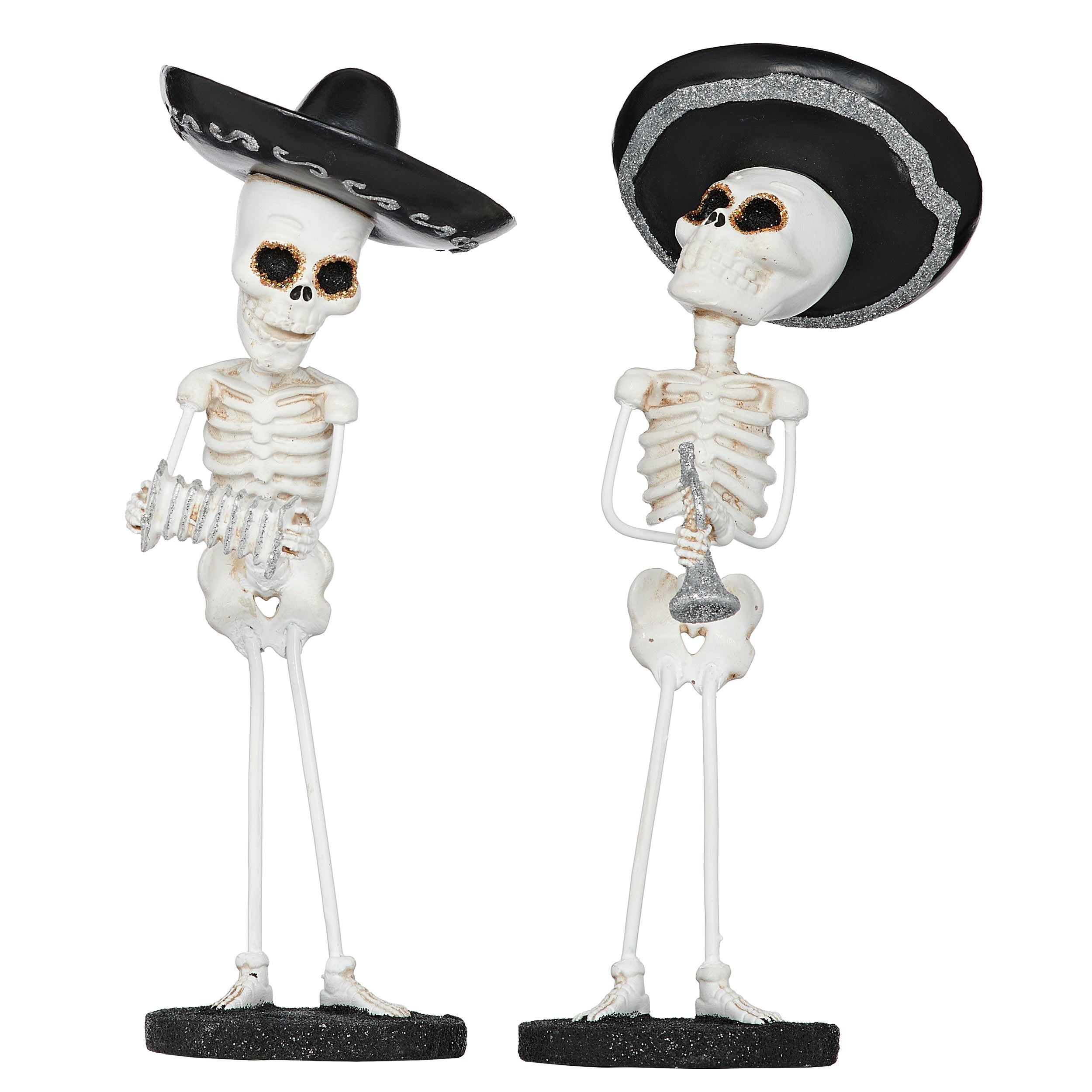Two skeleton figures wearing sombreros 