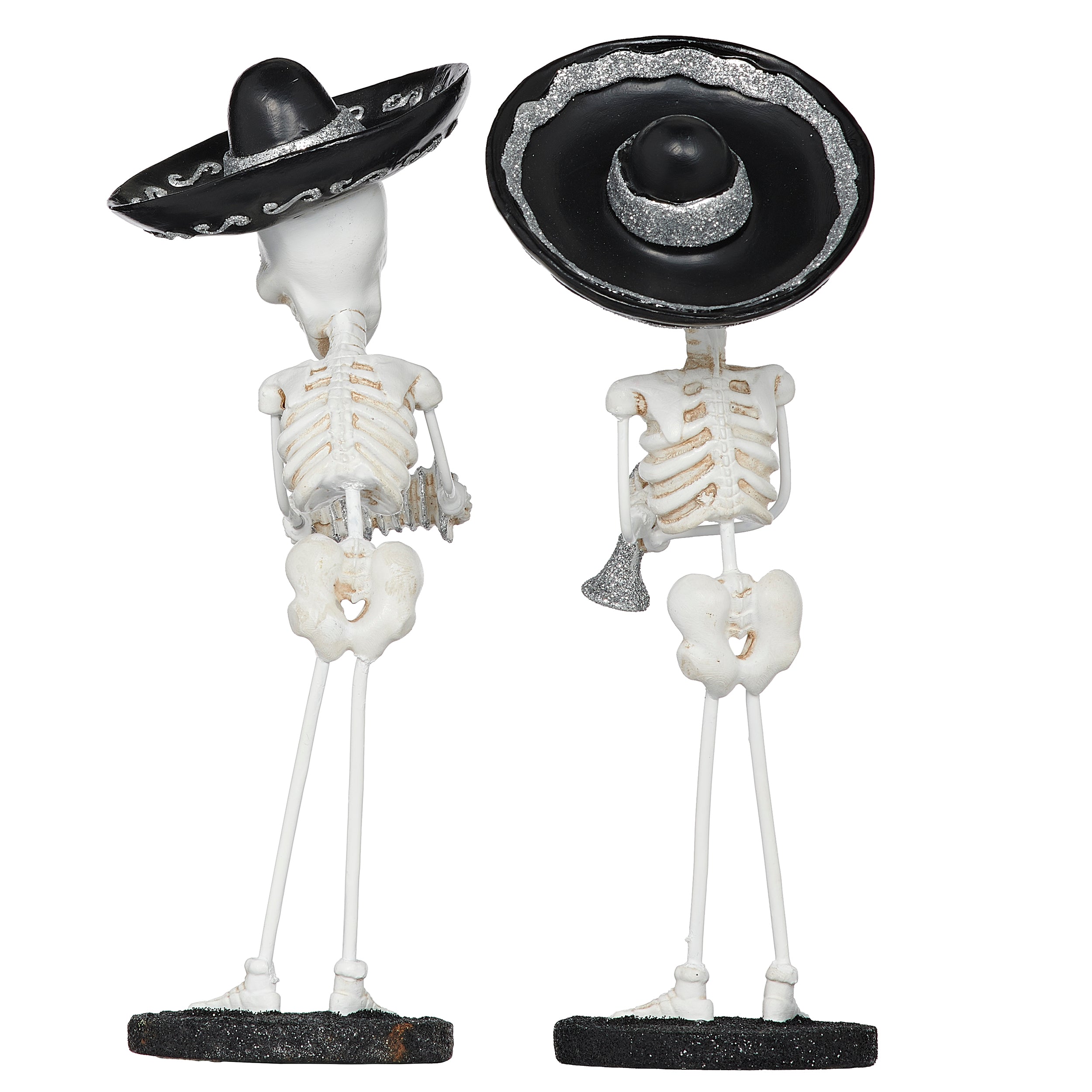 Two skeleton figures wearing sombreros 