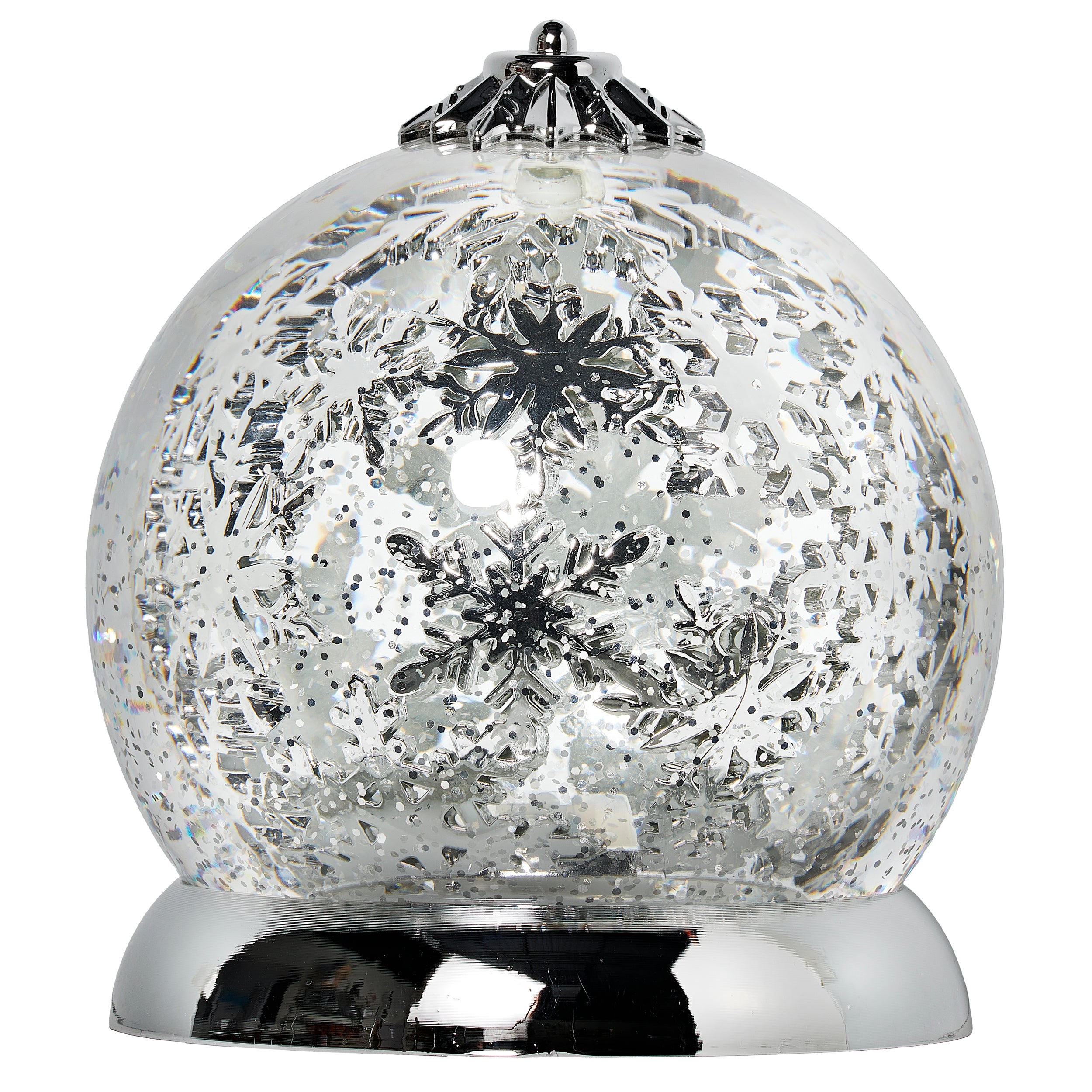 Decorative glass ball with a silver base