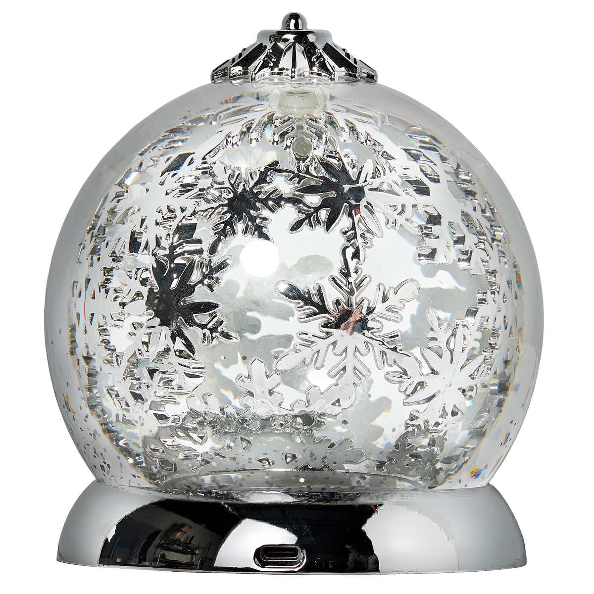 Decorative glass ball with a silver base