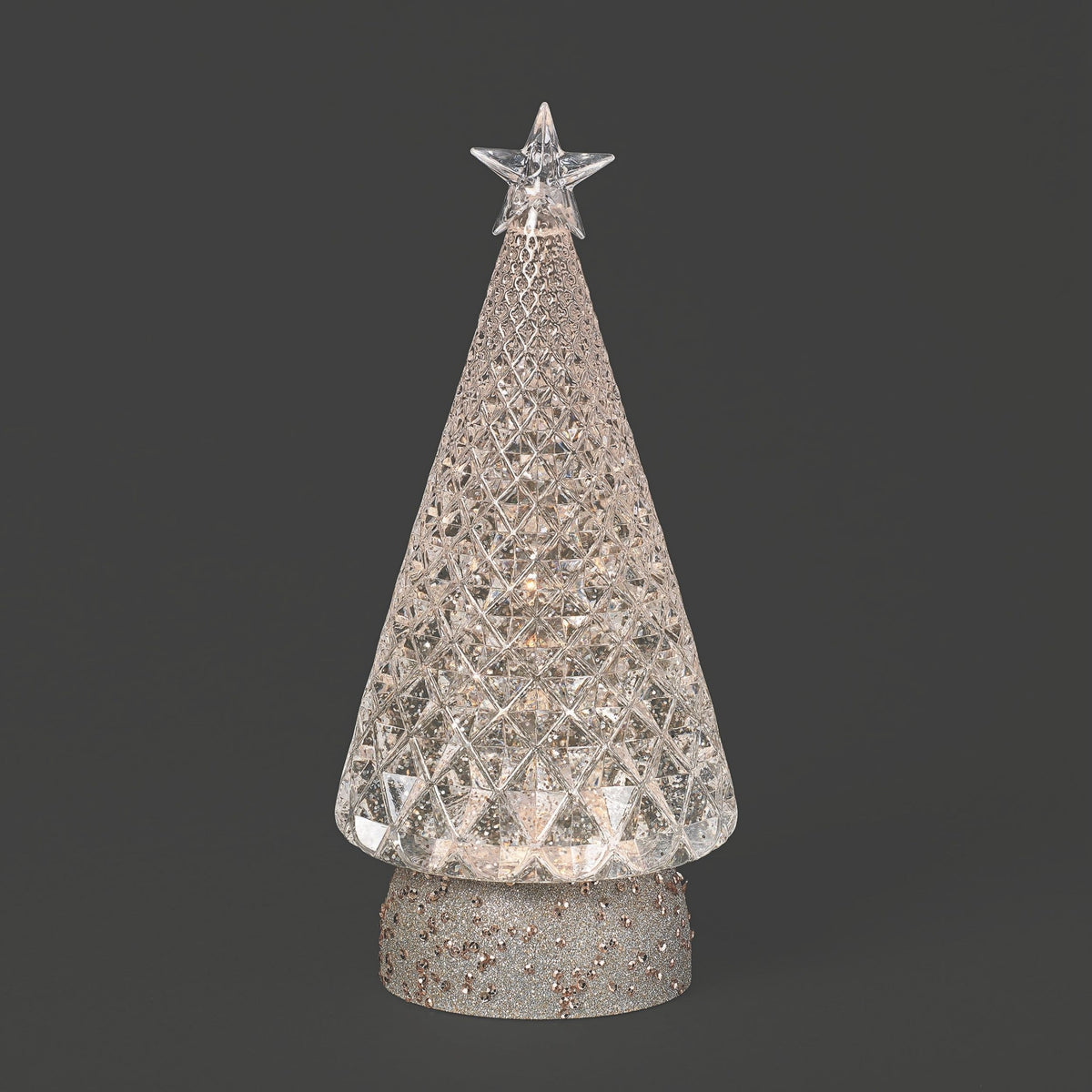 Confetti Lites Lighted Swirl Facet Tree Champagne Gold Glitter Base