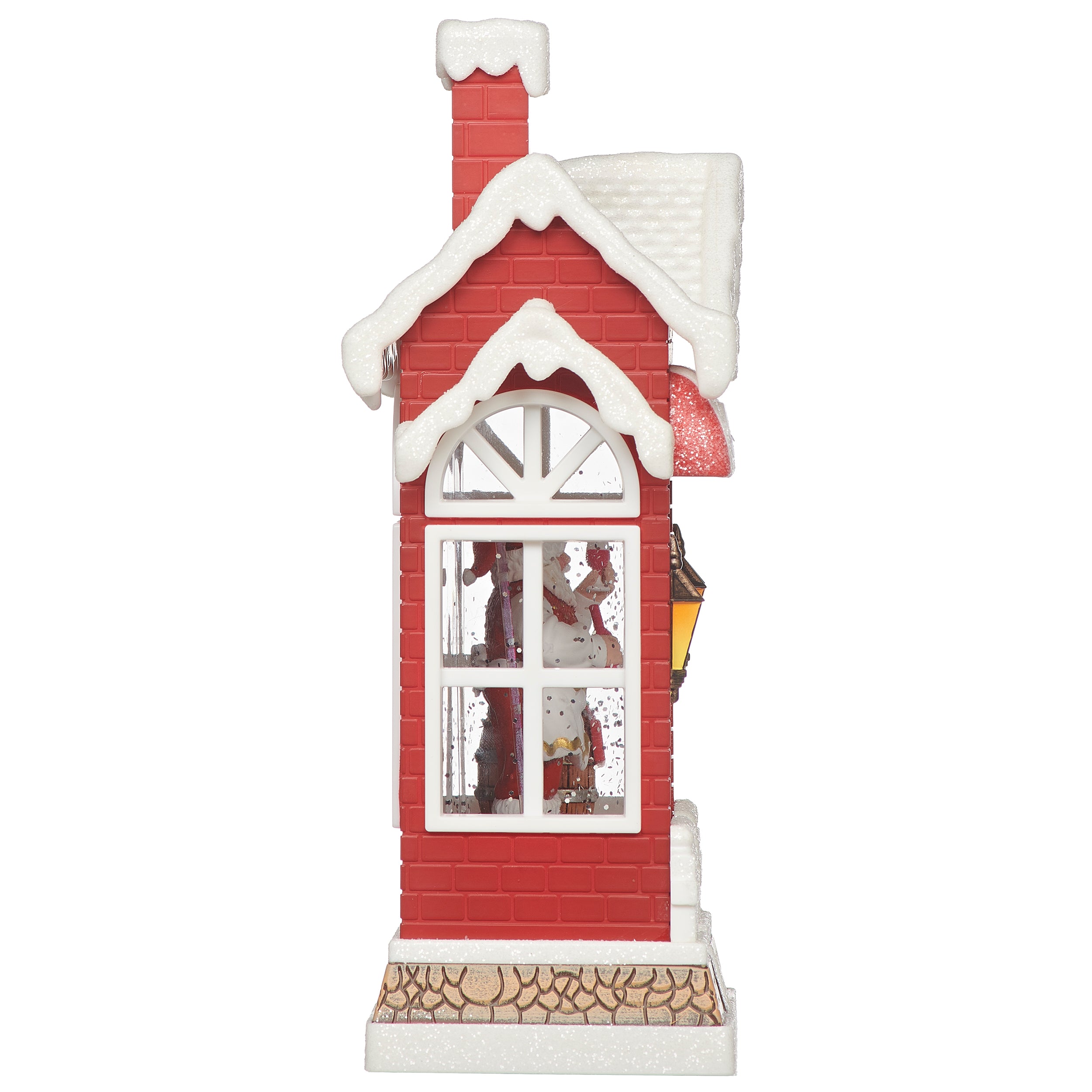 Decorative Christmas winery with a Santa Claus figure inside, on a white background.