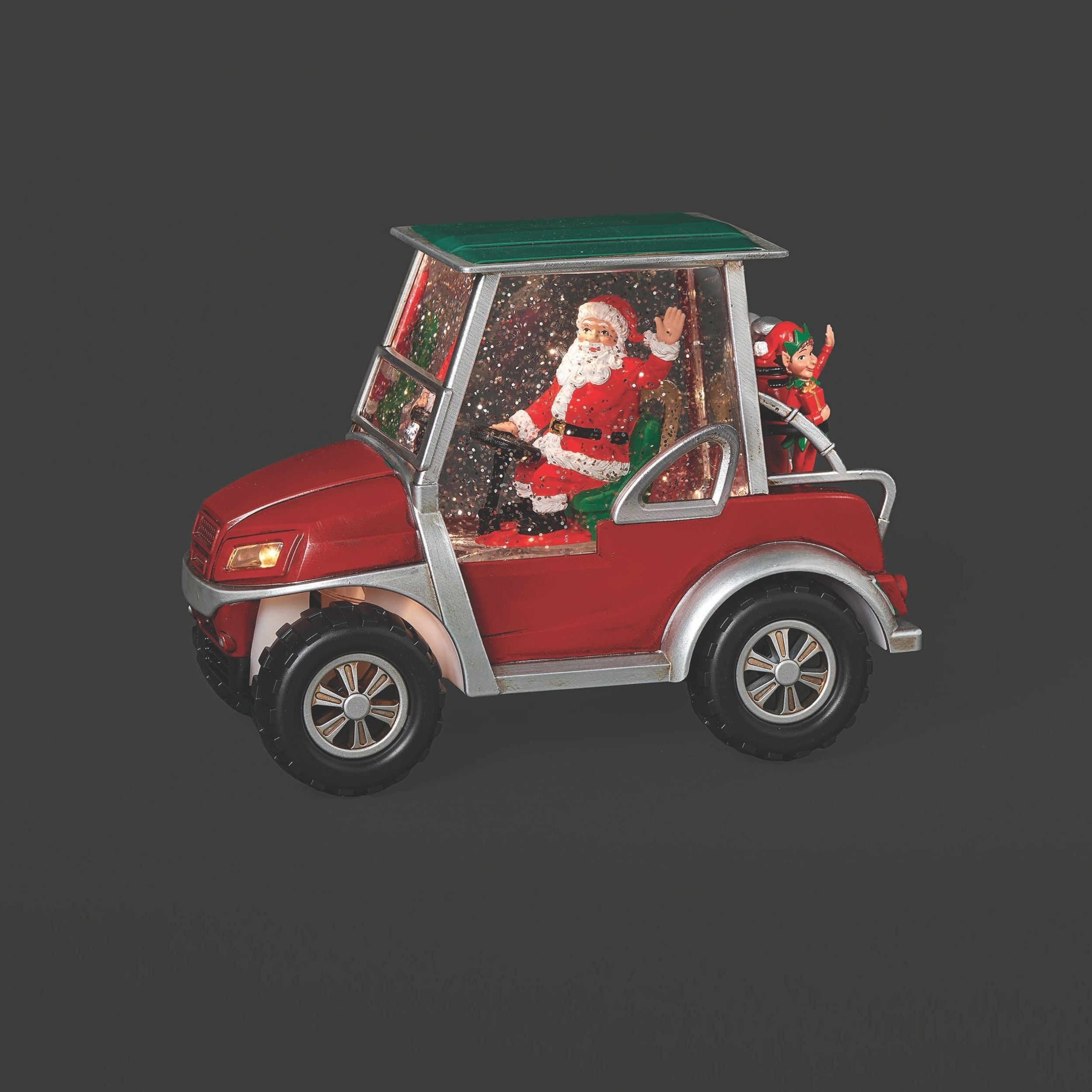 Confetti Lites Lighted Swirl Santa Driving Golf Cart with Elf