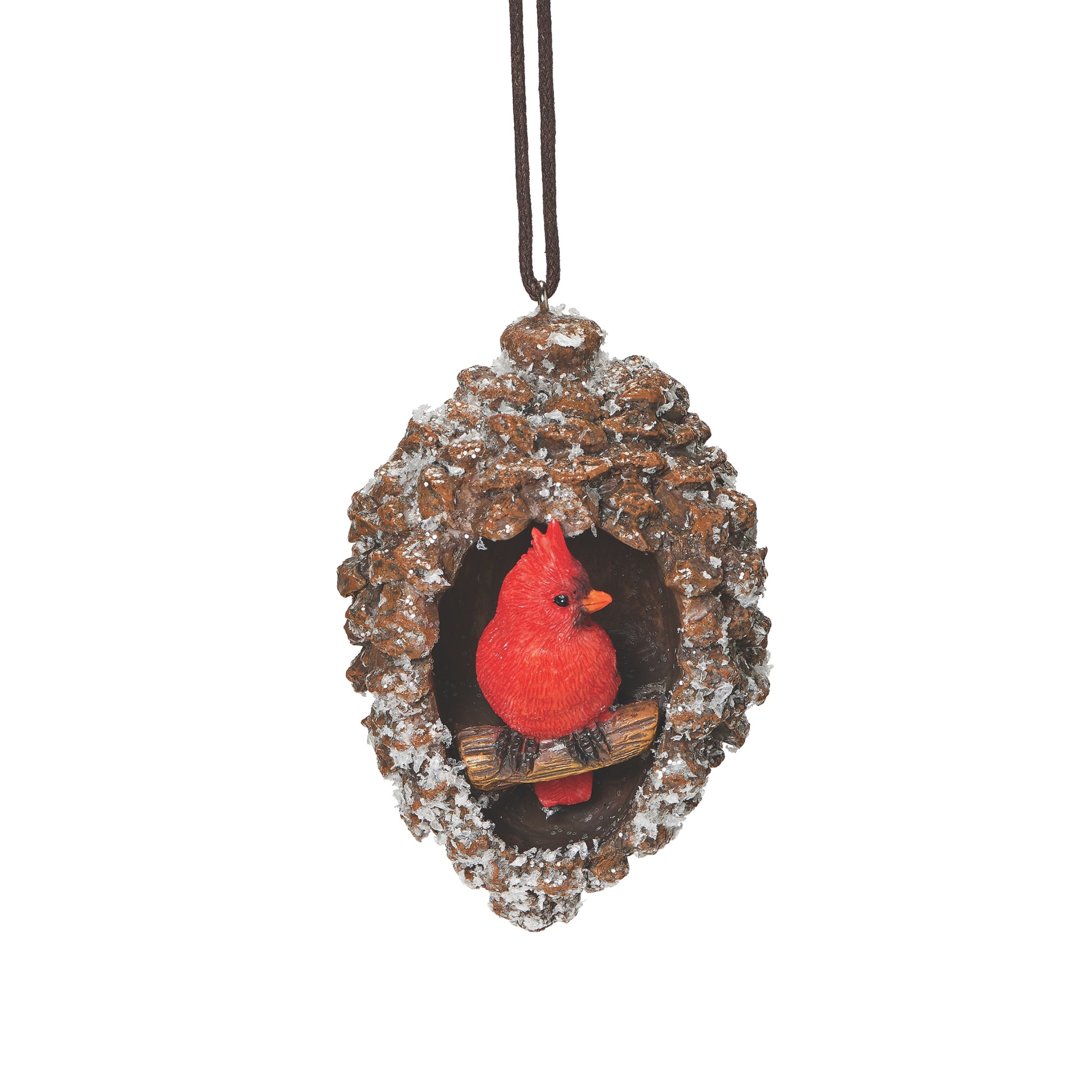 Snowy Cardinal Pinecone Ornament