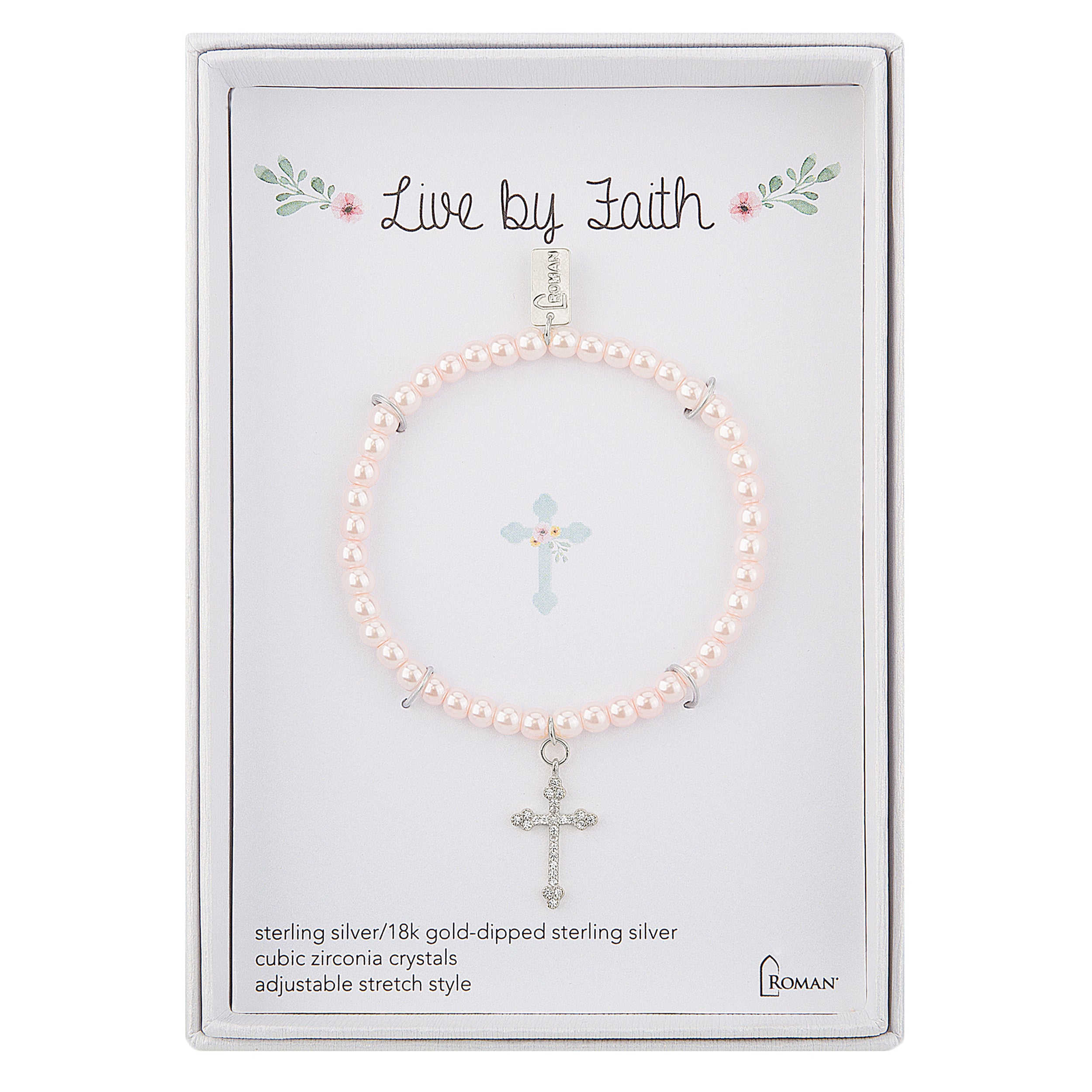Children's Pearl Bracelet With Cross Charm