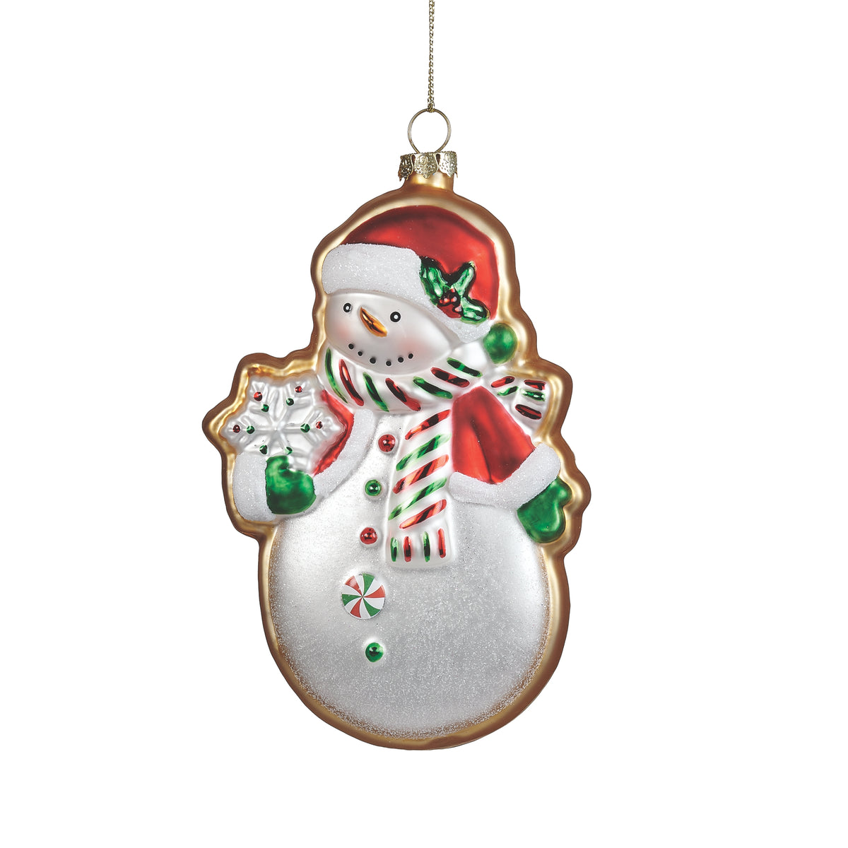 Snowman Gingerbread Cookie Glass Ornament