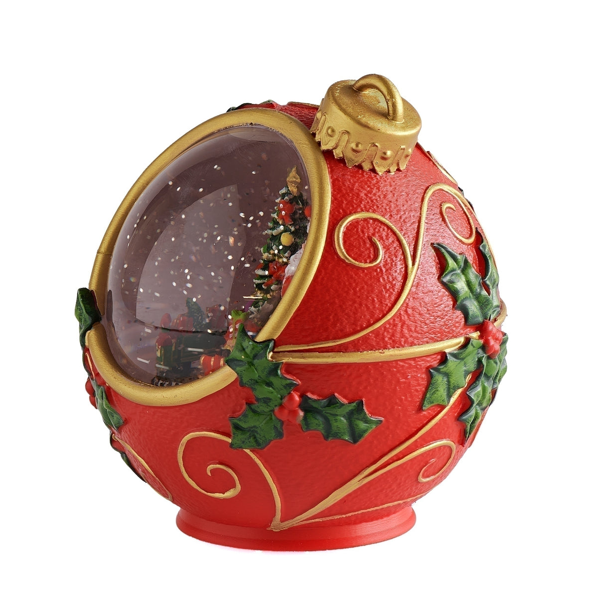 Confetti Lites Santa's Holiday Tree ornament display, rear angled view