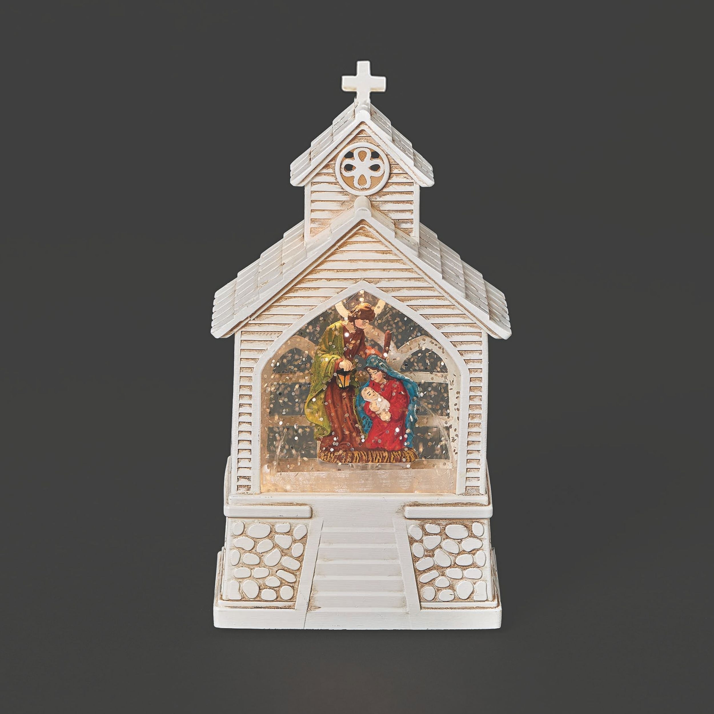Confetti Lites Lighted Swirl Mini Church with Holy Family