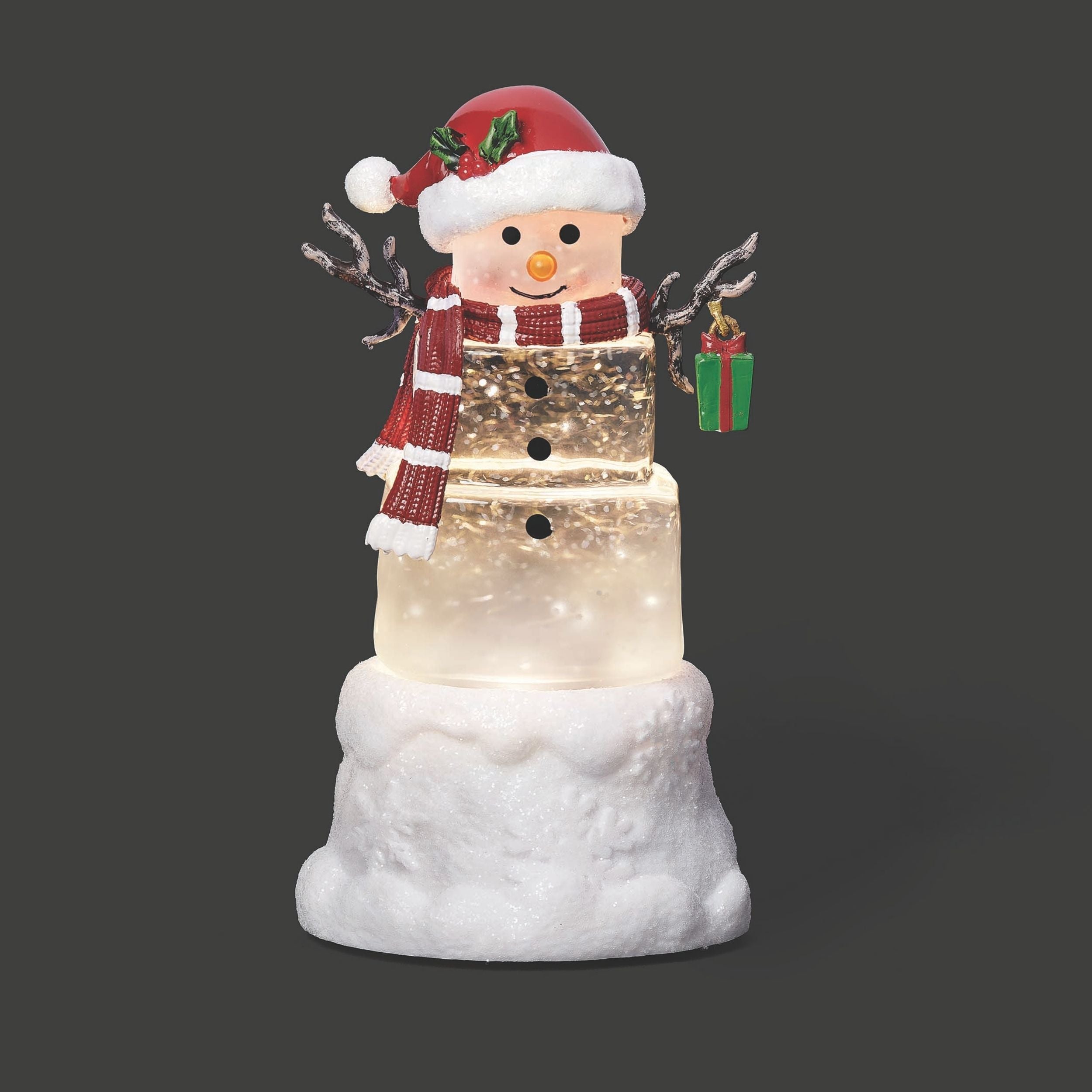 Confetti Lites Lighted Swirl Mini Snowman with Present