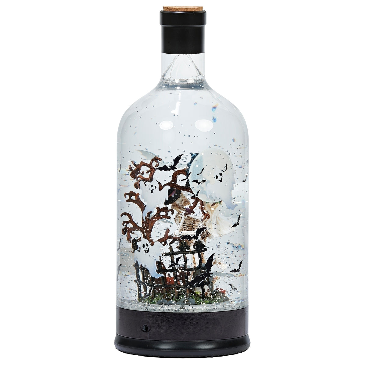 Lighted Swirl Halloween Scene Bottle, side view