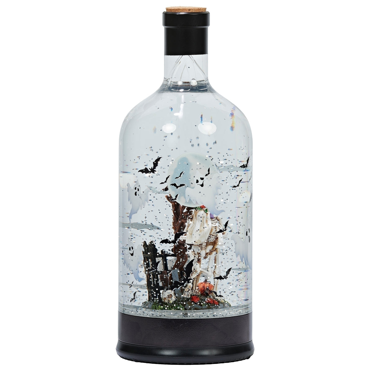 Lighted Swirl Halloween Scene Bottle, opposite side view