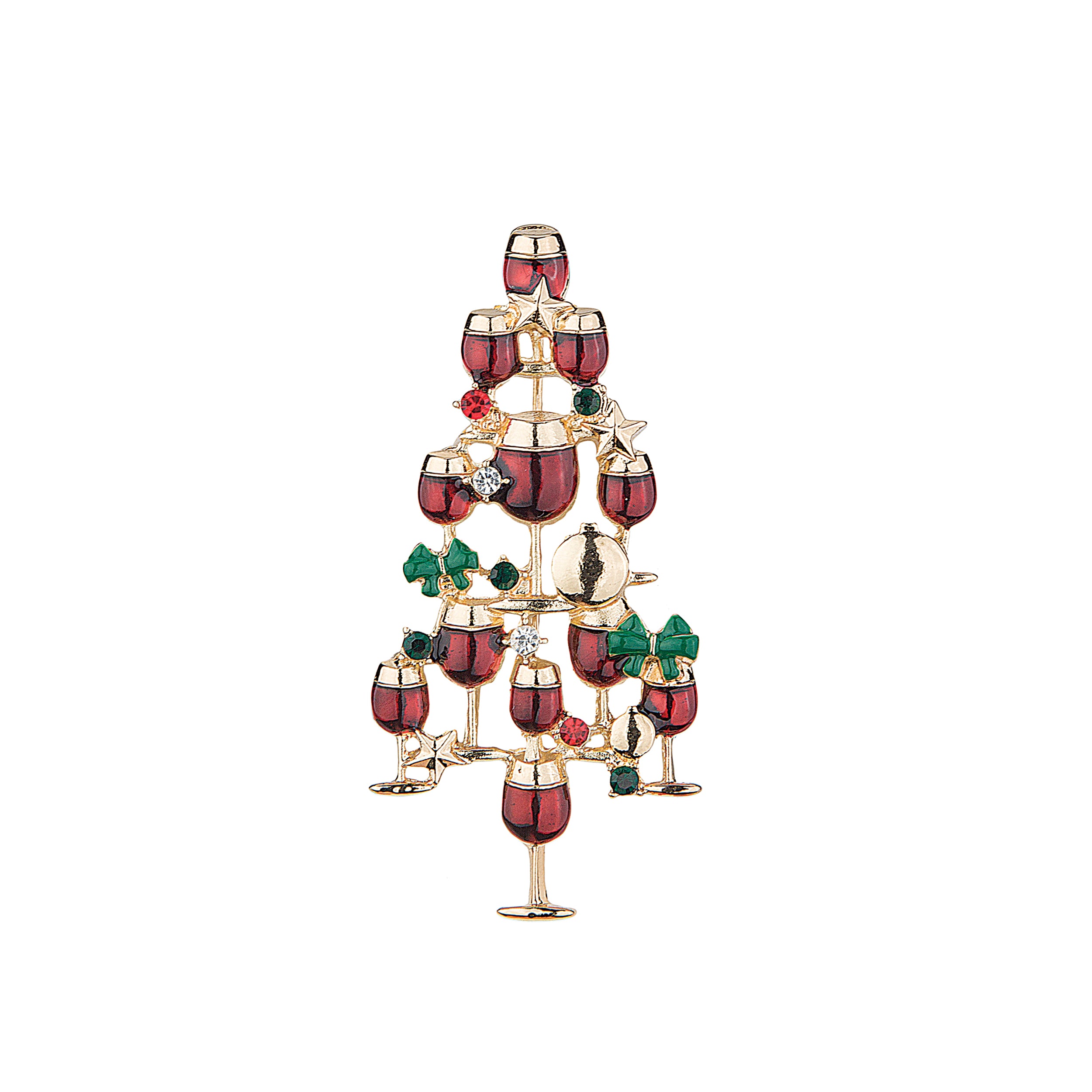 Wine Glass Christmas Tree Pin