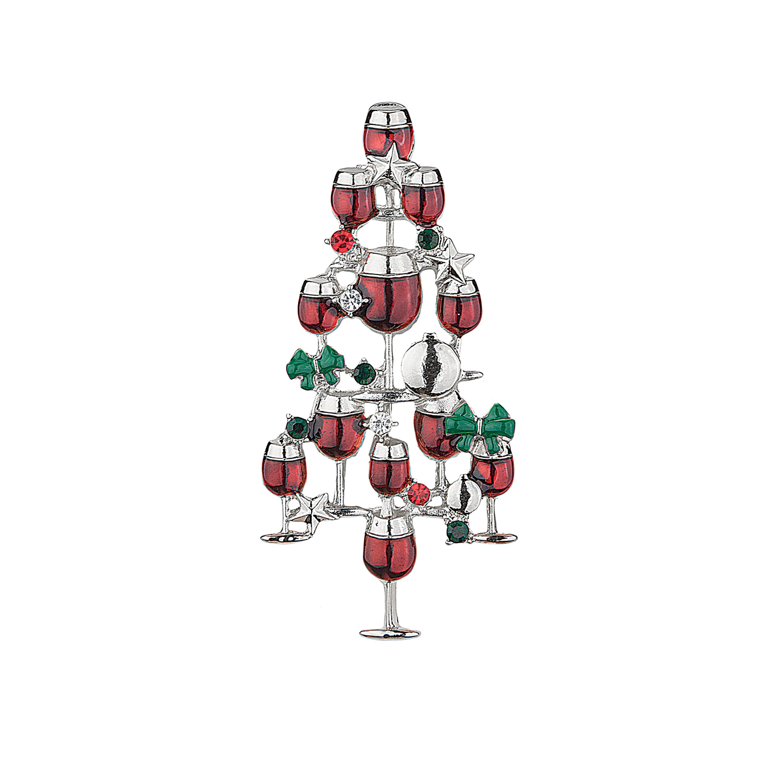 Wine Glass Christmas Tree Pin