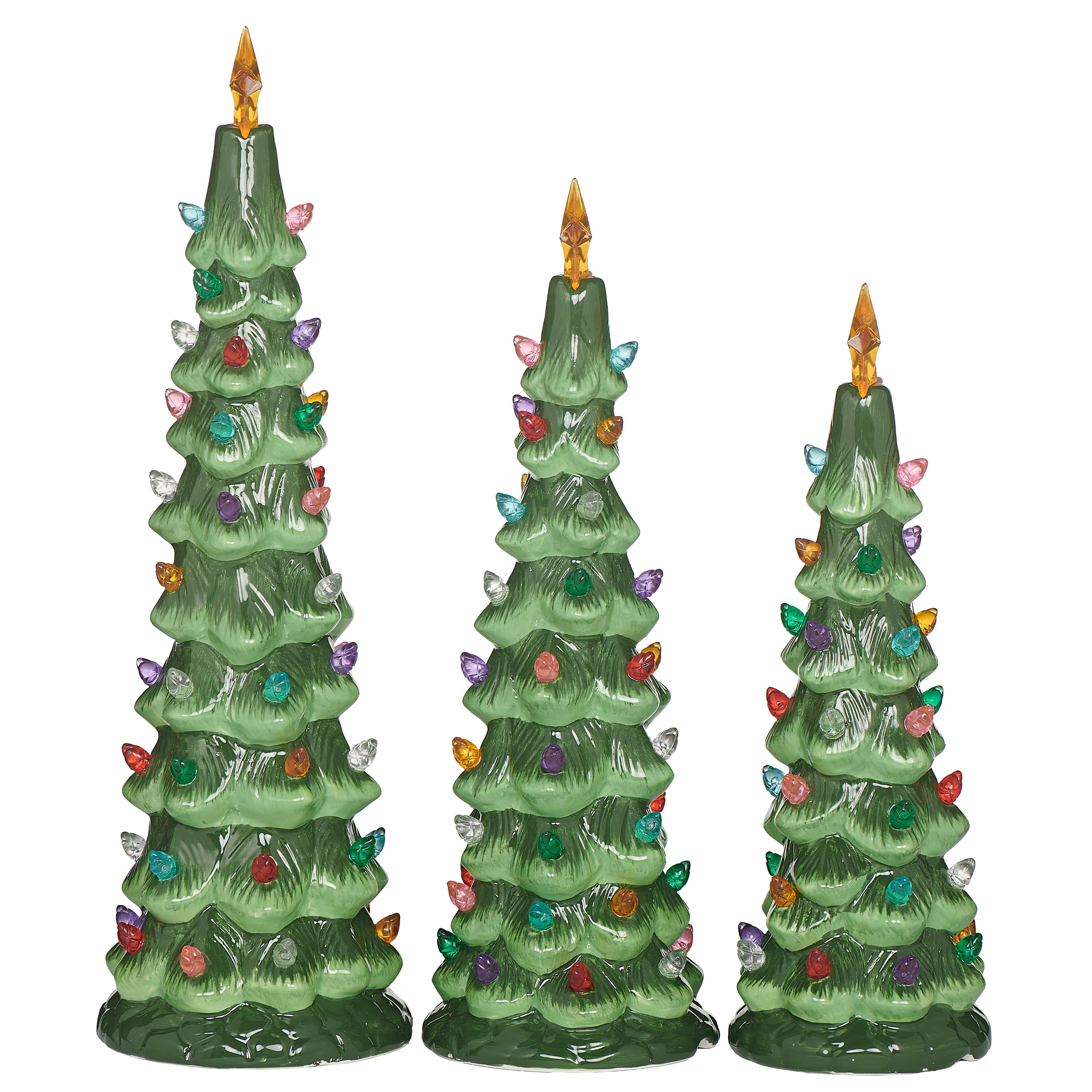 Vintage Lighted Porcelain Christmas Tree Set