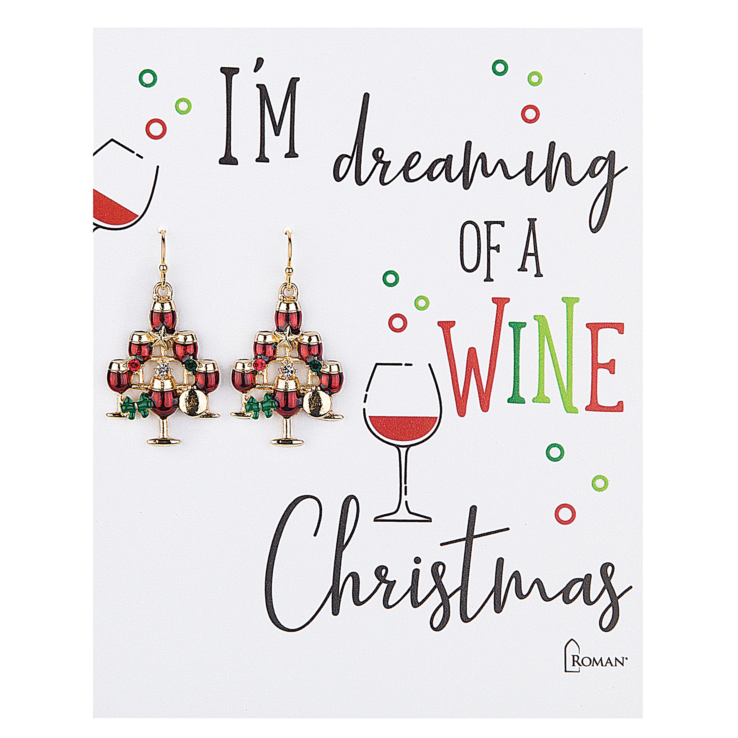 Wine Glass Christmas Tree Earrings