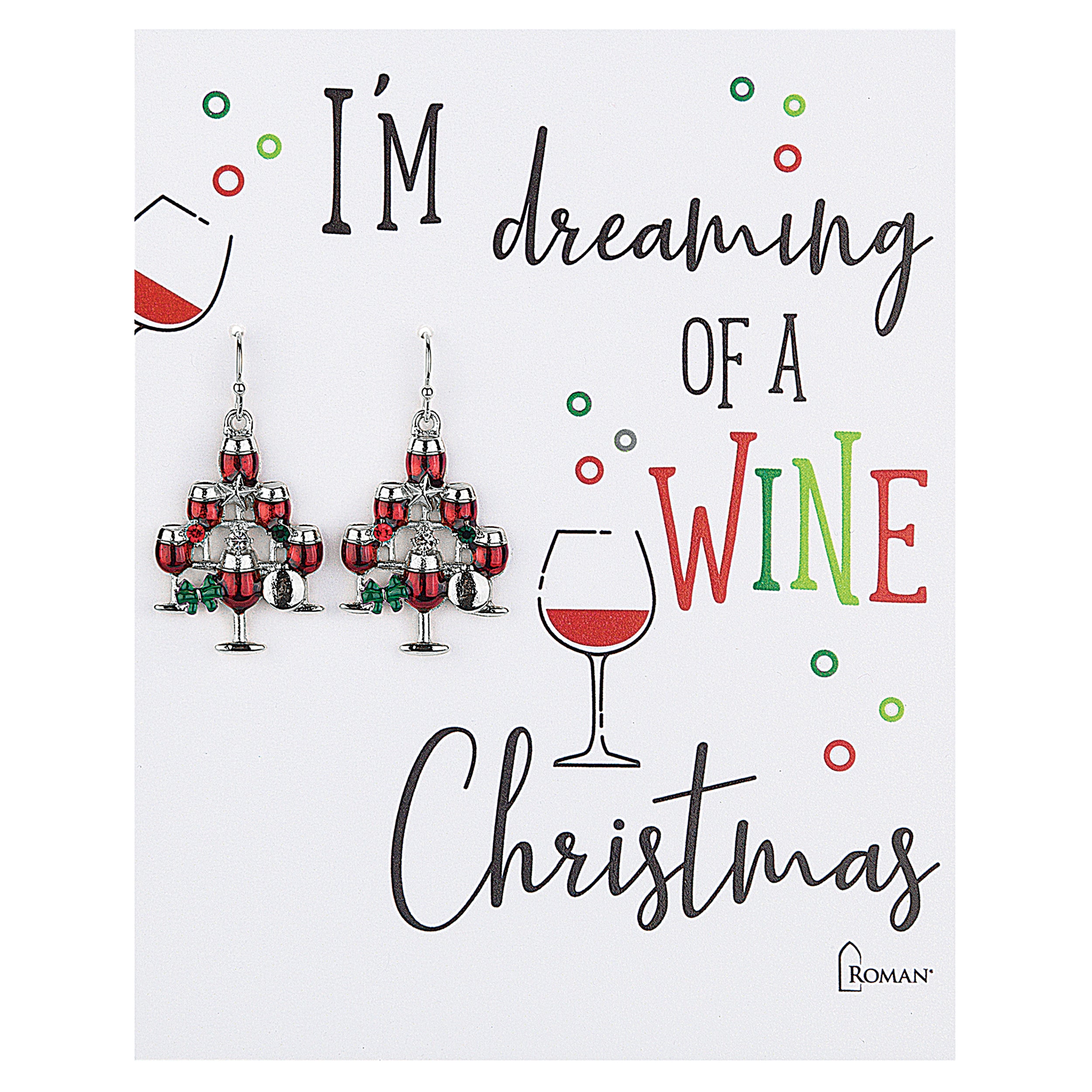 Wine Glass Christmas Tree Earrings
