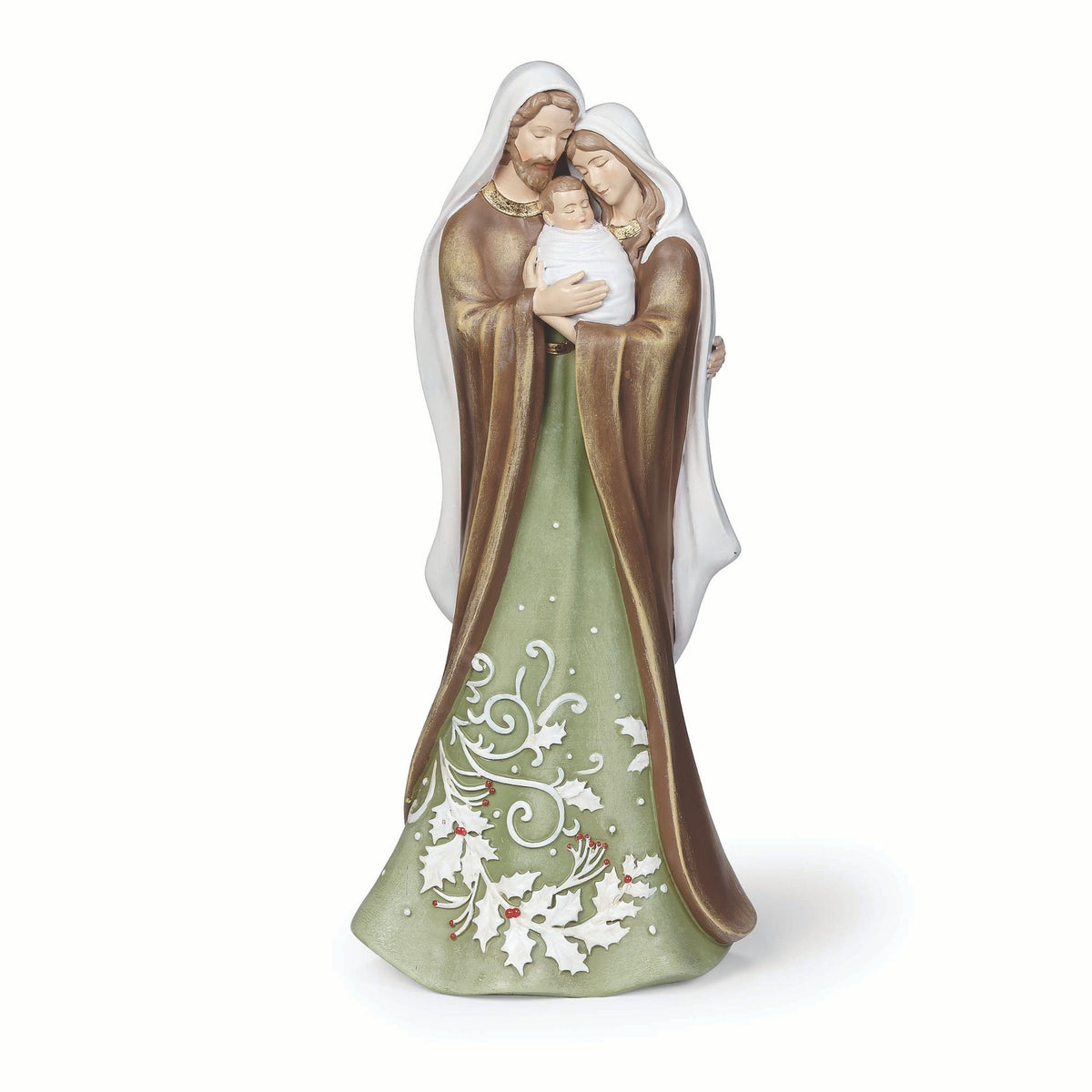 Holy Family Brown & Green Figure - Green Leaf Pattern