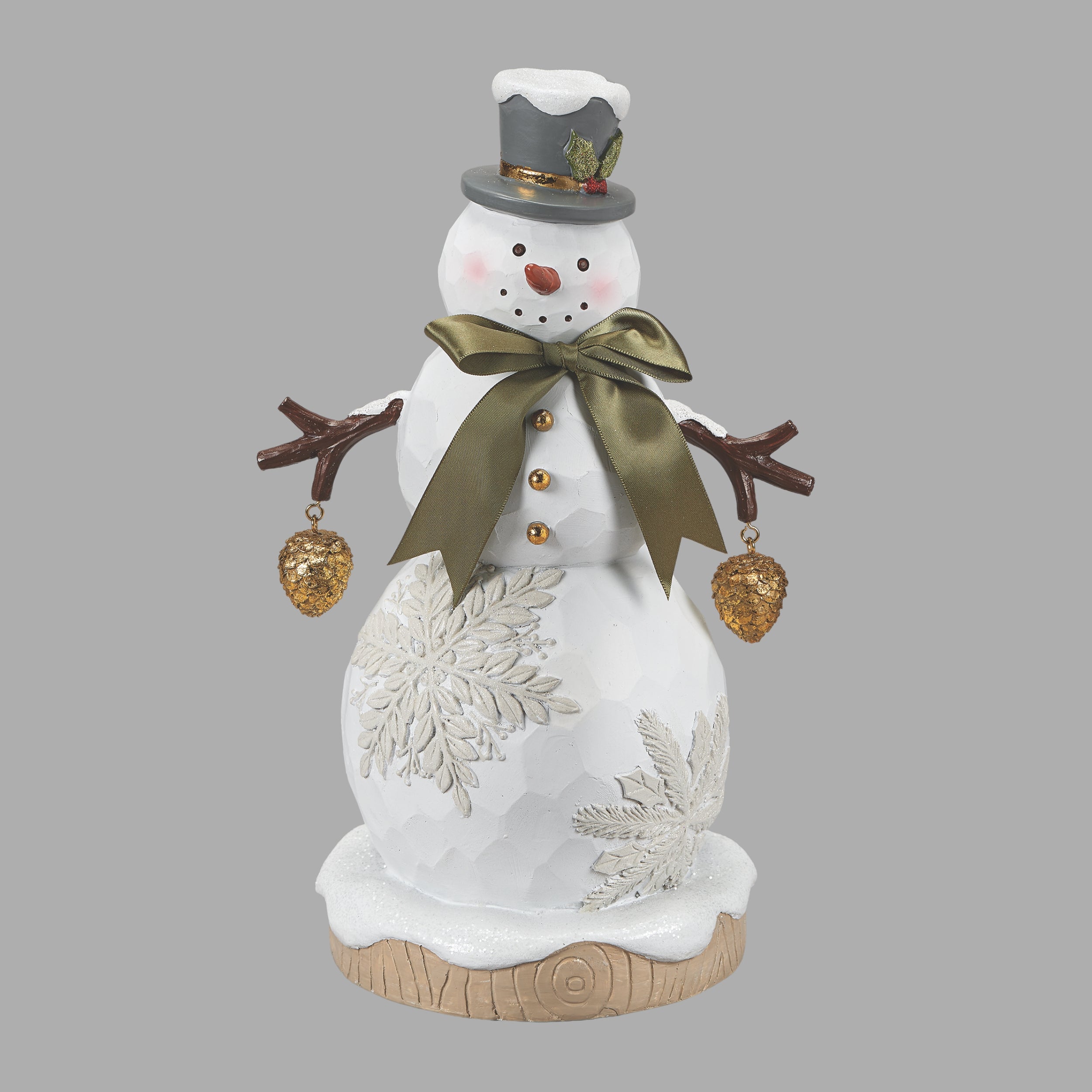Snowman with Golden Pinecones