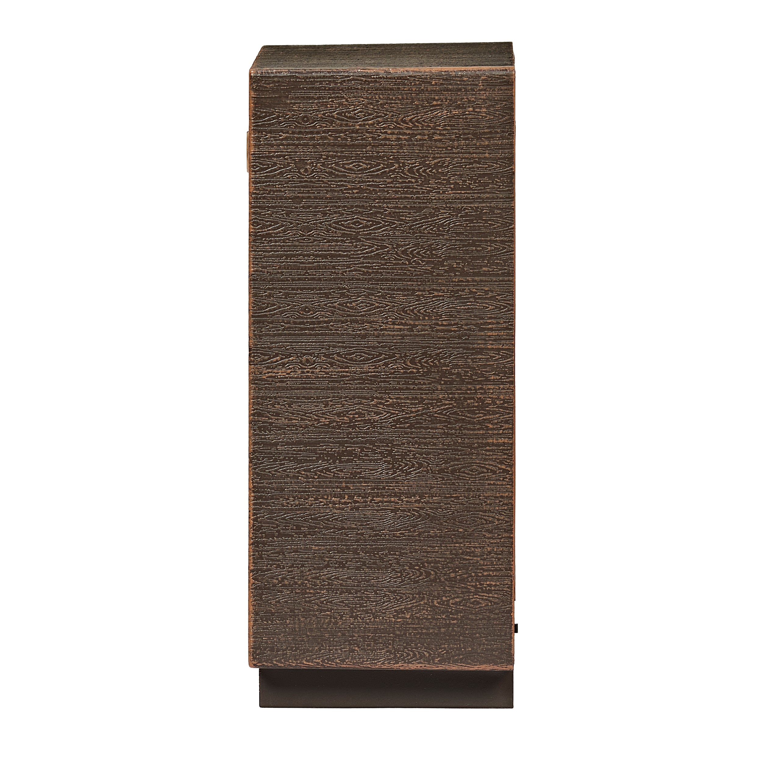 Side view of brown box tv on white background
