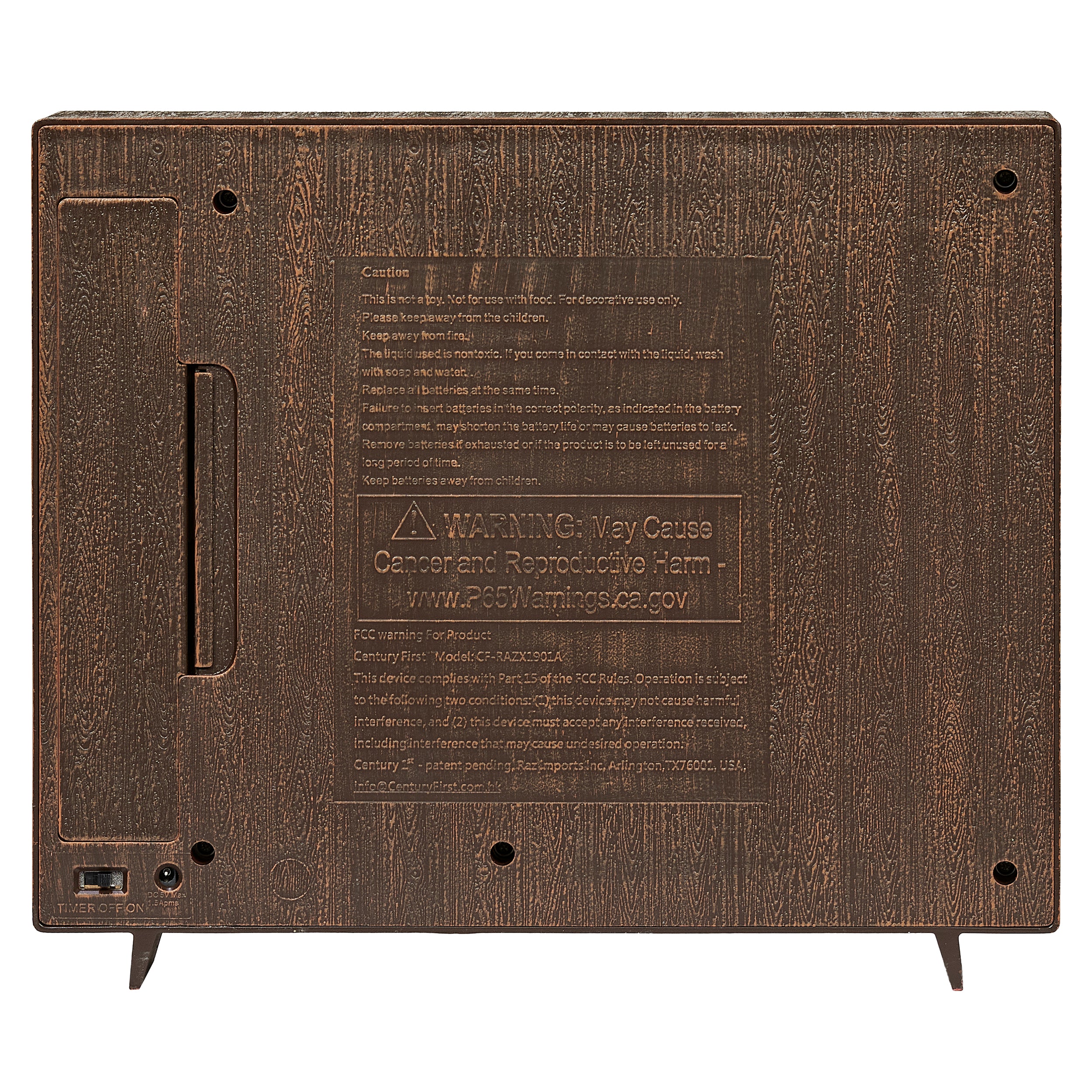 Back view of brown box tv on white background