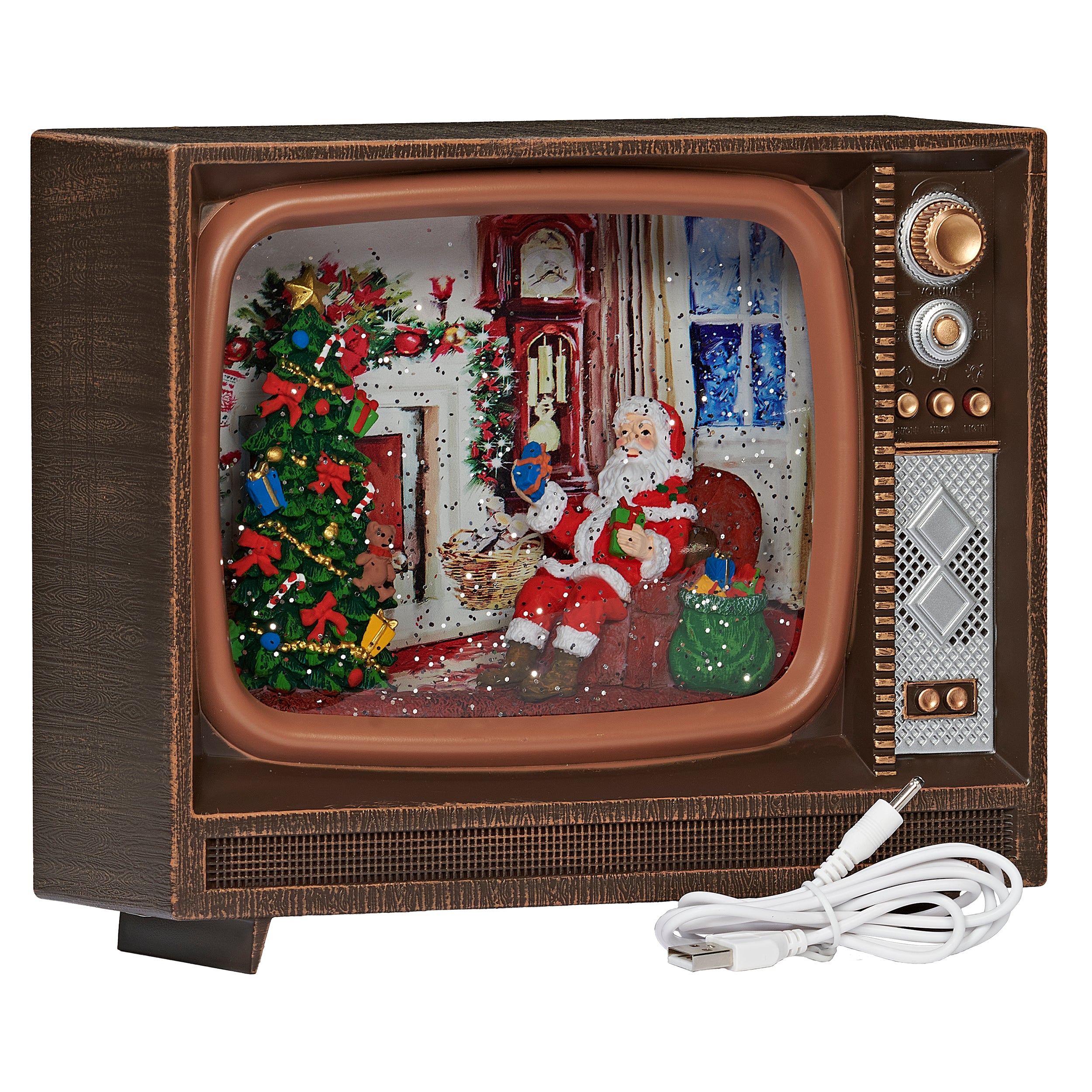 Confetti Lites Lighted Musical Santa's Fireside Christmas Vintage TV