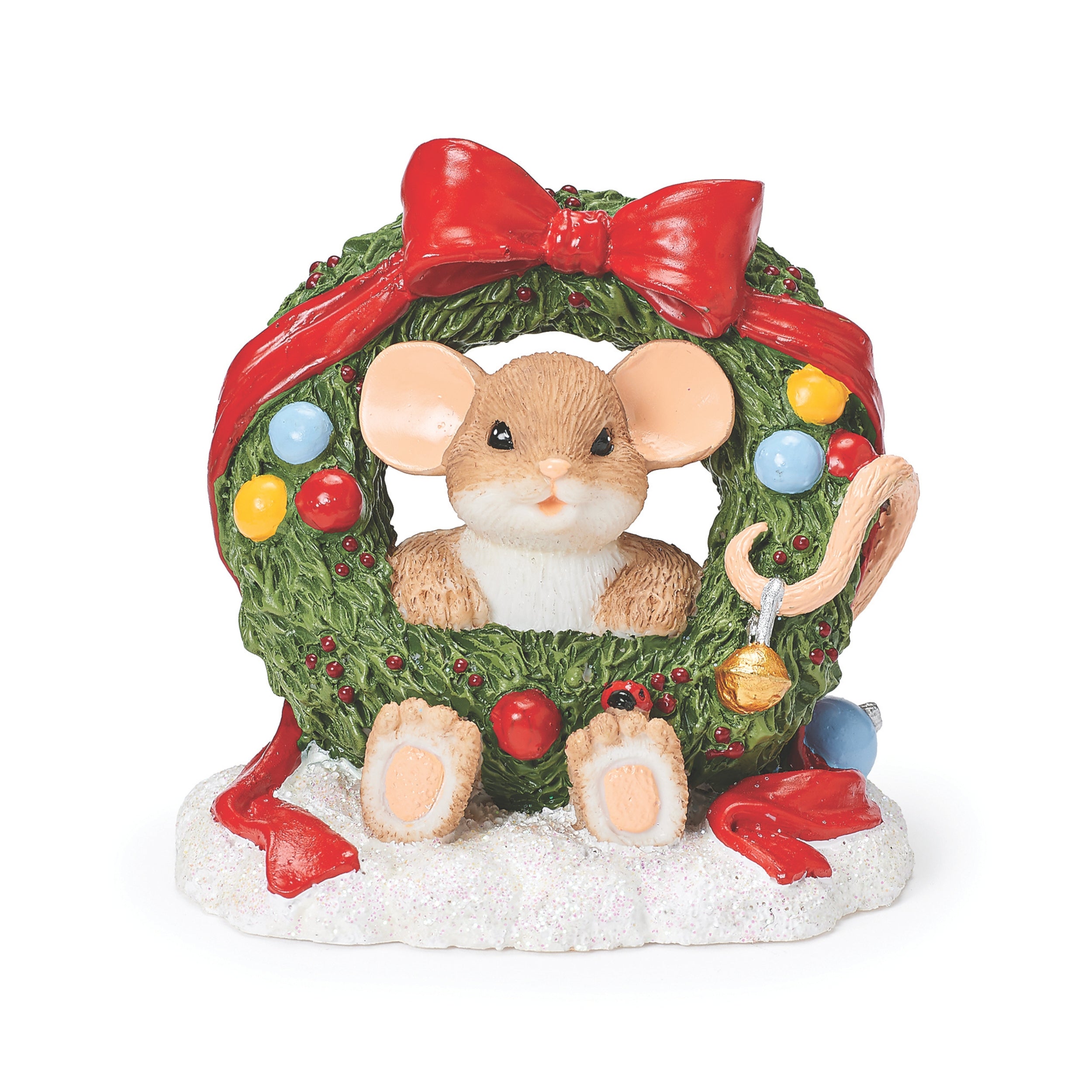 Charming Tails Holiday Mouse Wreath Figure