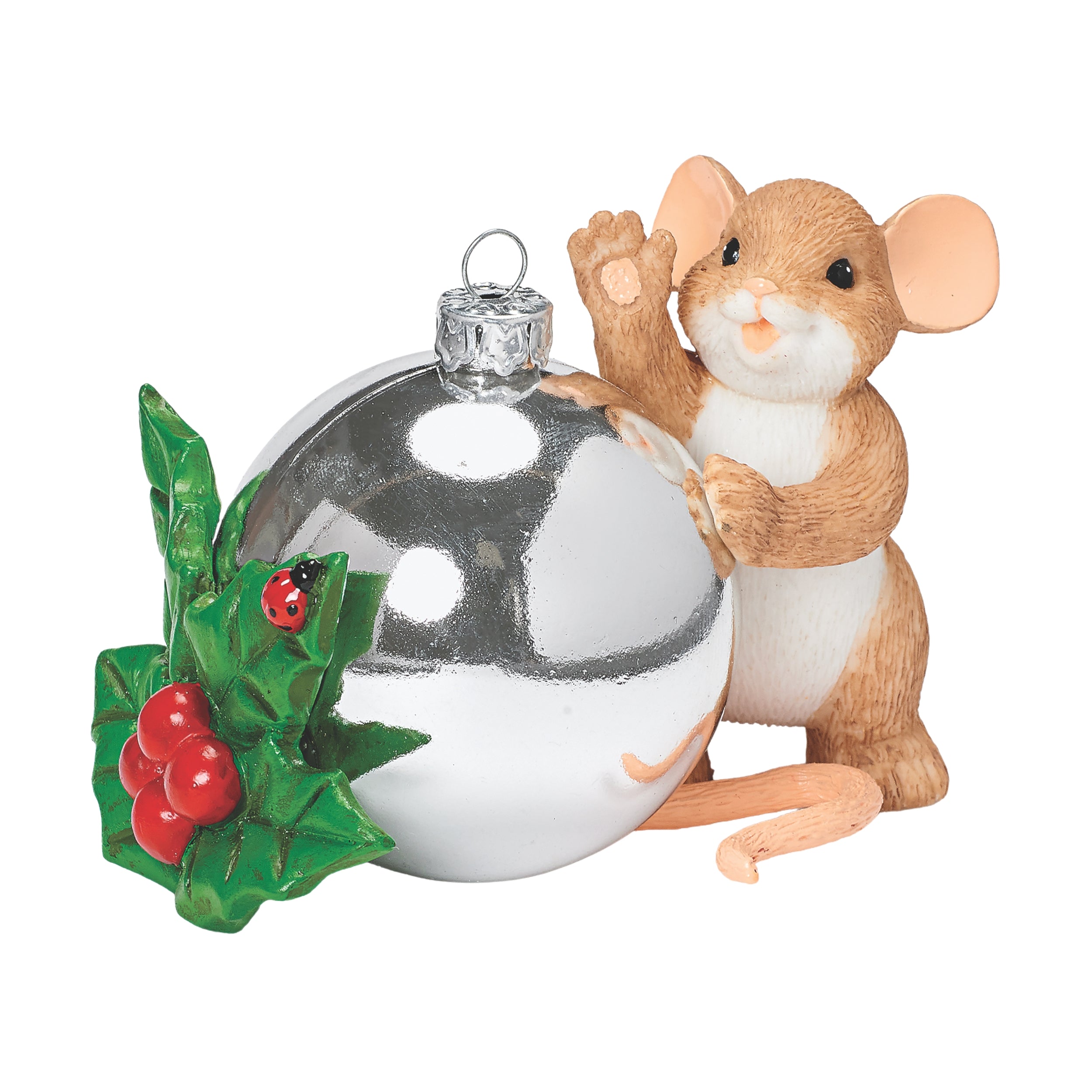 Charming Tails Mouse with Holly Ornament