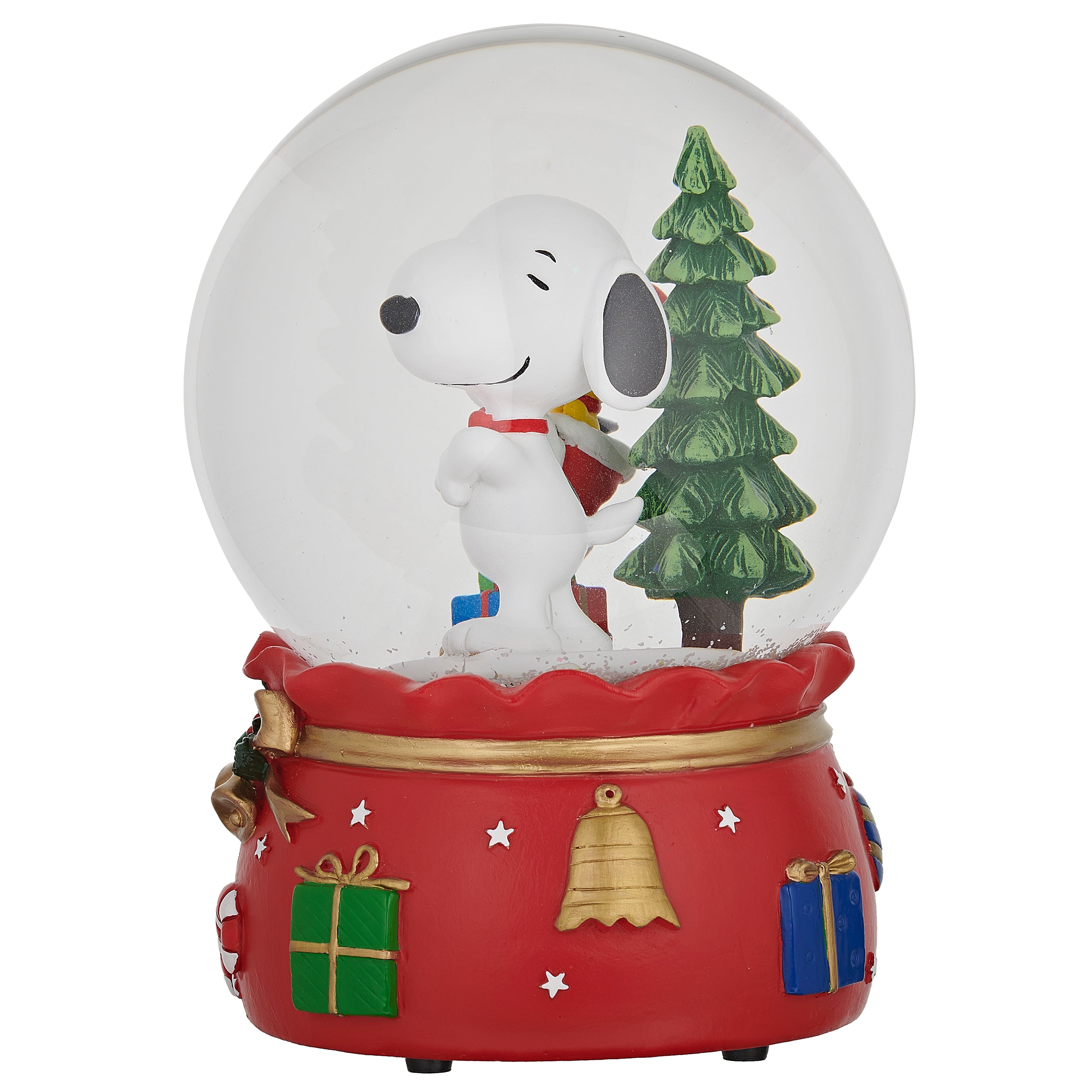 Peanuts Snoopy & Woodstock Christmas Presents Musical Glitterdome - “We Wish You a Merry Christmas” Tune