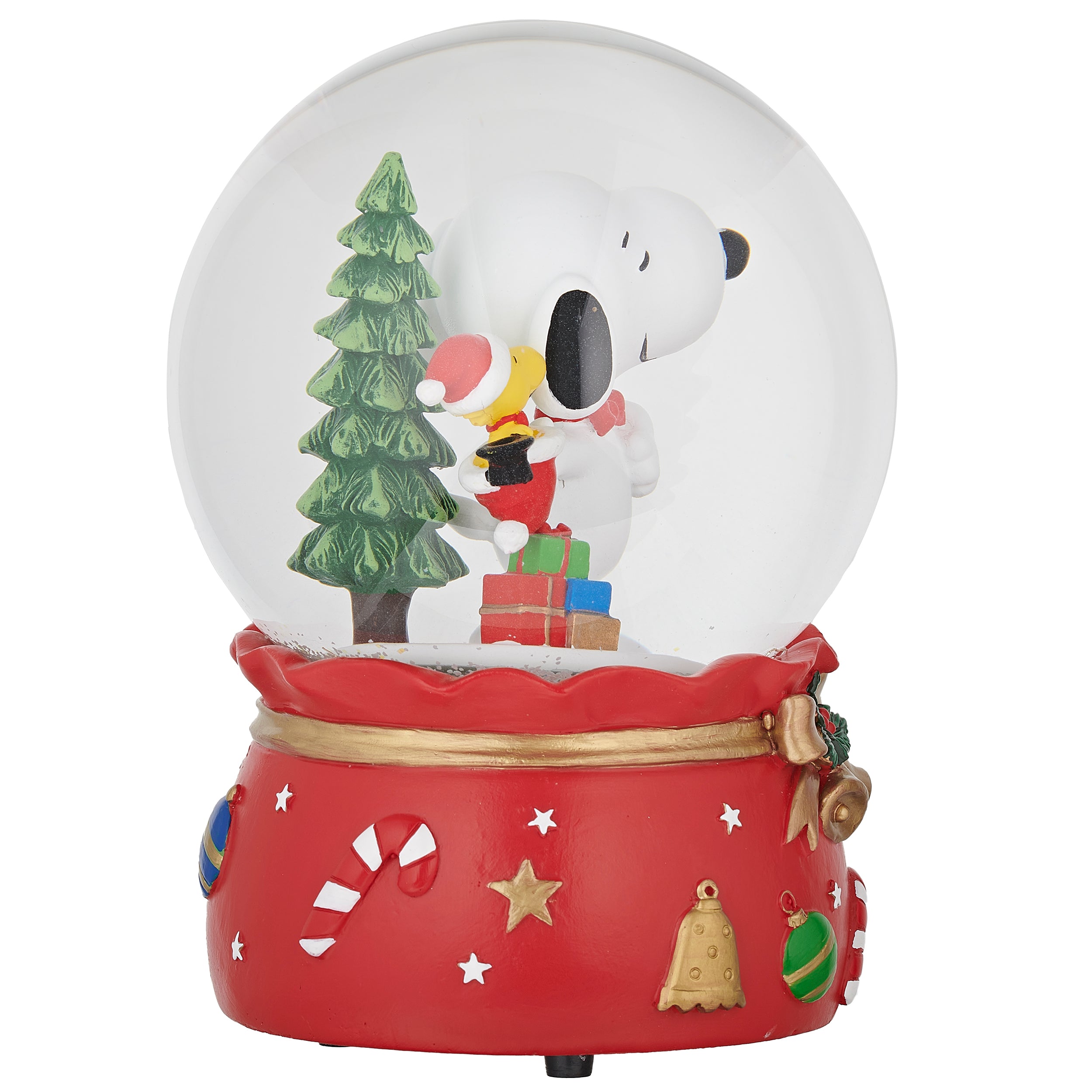 Peanuts Snoopy & Woodstock Christmas Presents Musical Glitterdome - “We Wish You a Merry Christmas” Tune