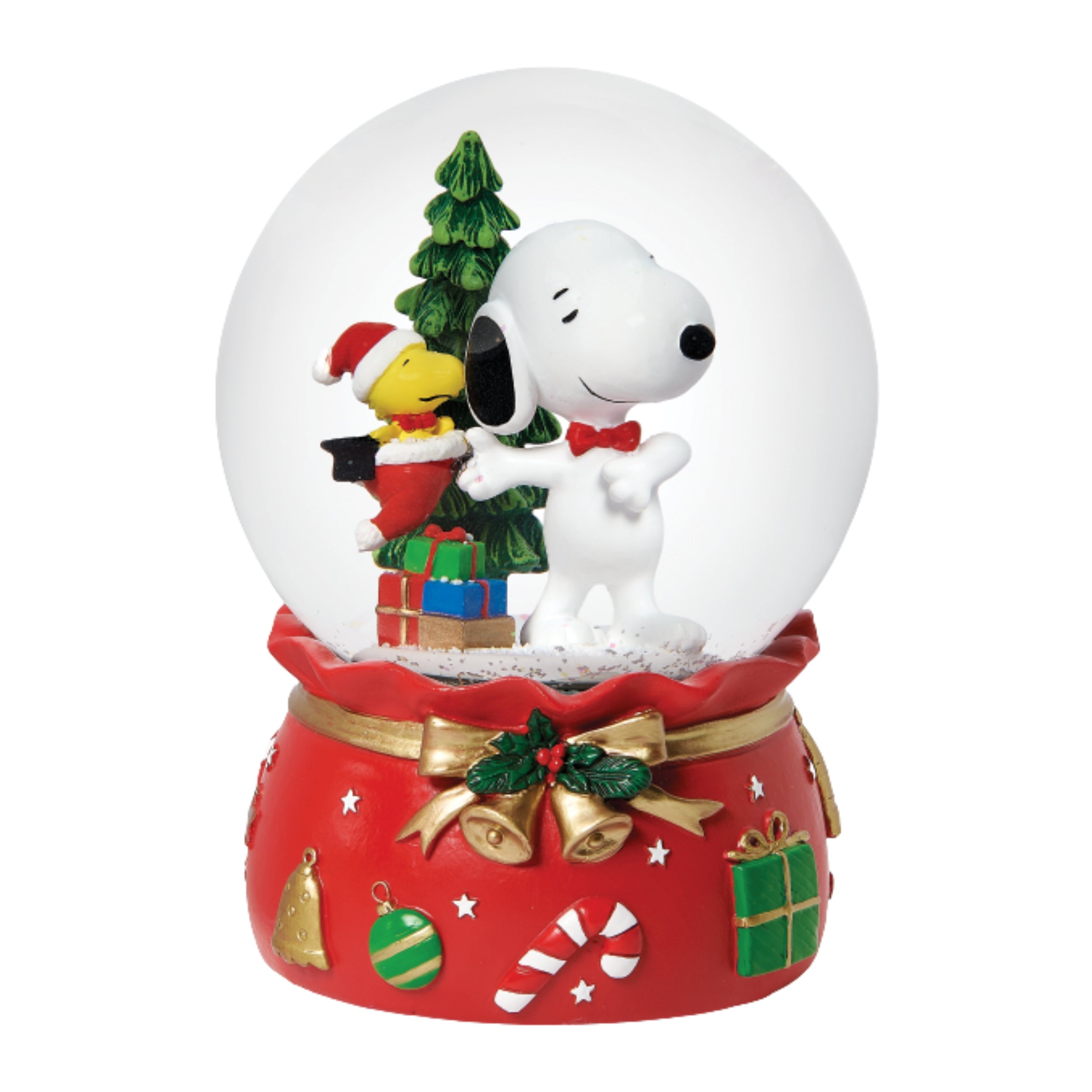 Peanuts Snoopy & Woodstock Christmas Presents Musical Glitterdome - “We Wish You a Merry Christmas” Tune