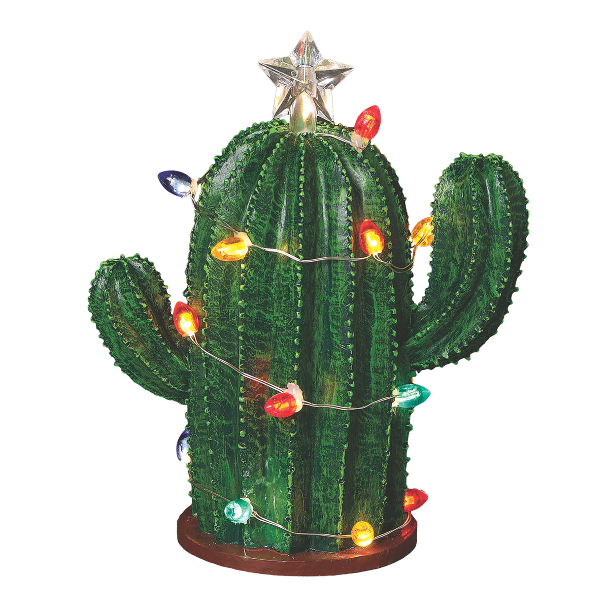 Lighted Cactus Christmas Tree with Star Topper