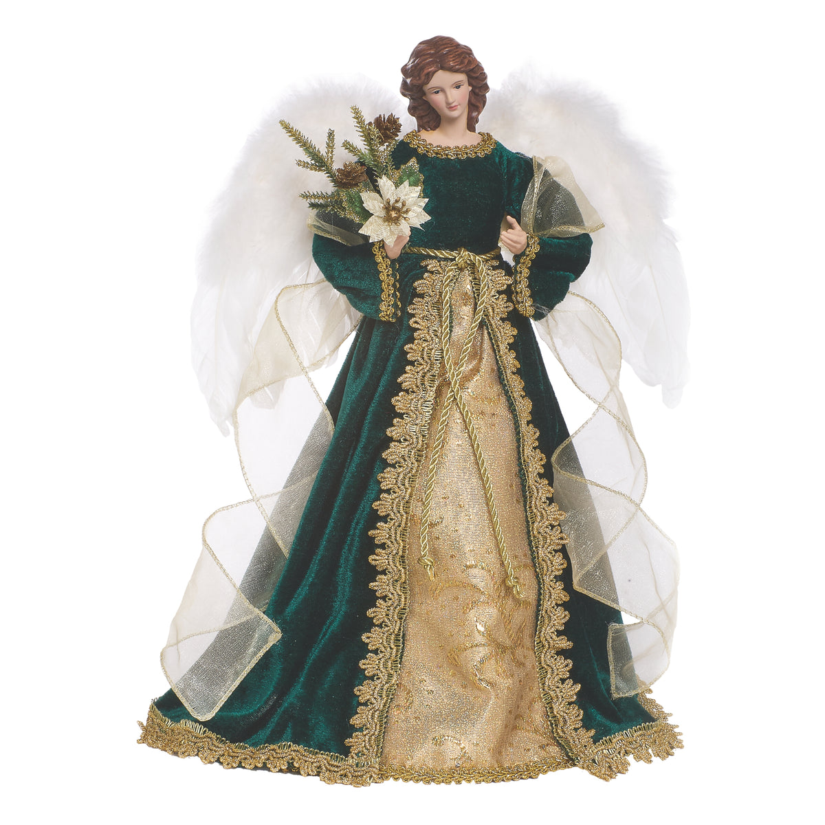 Elegant Emerald Angel Christmas Tree Topper