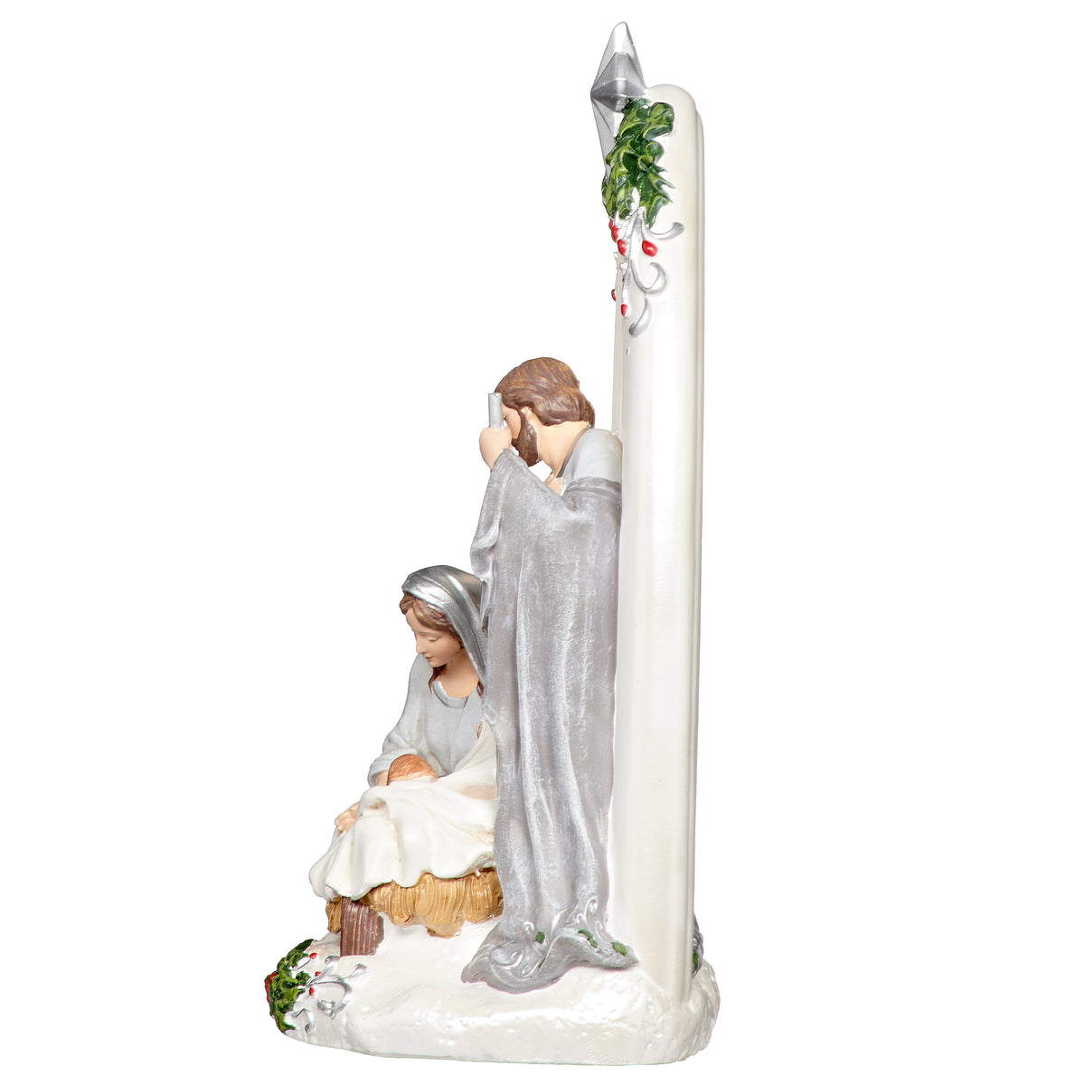 Holly Berry Holy Family Figure with Arch