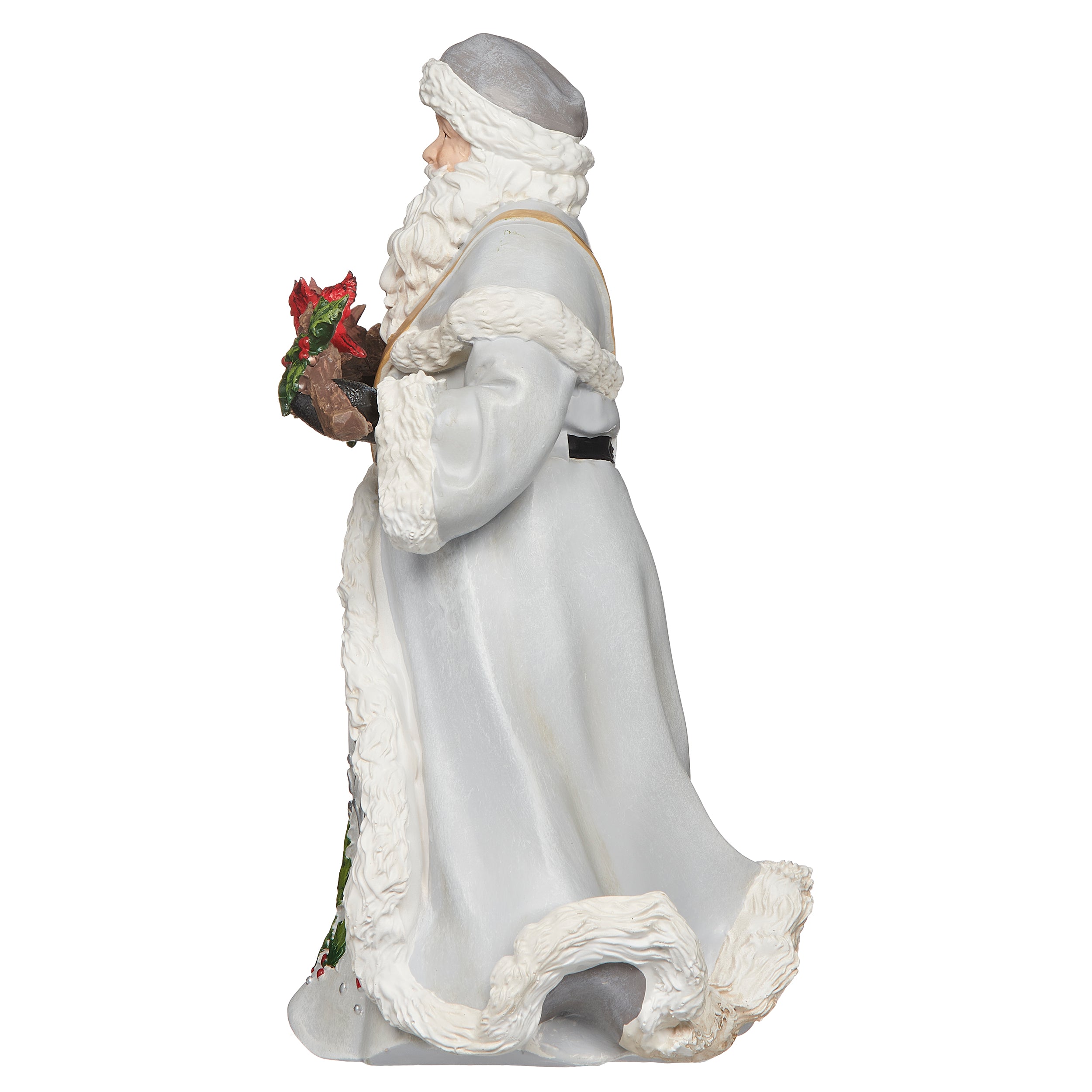 Holly Berry Santa Figure with Cardinals