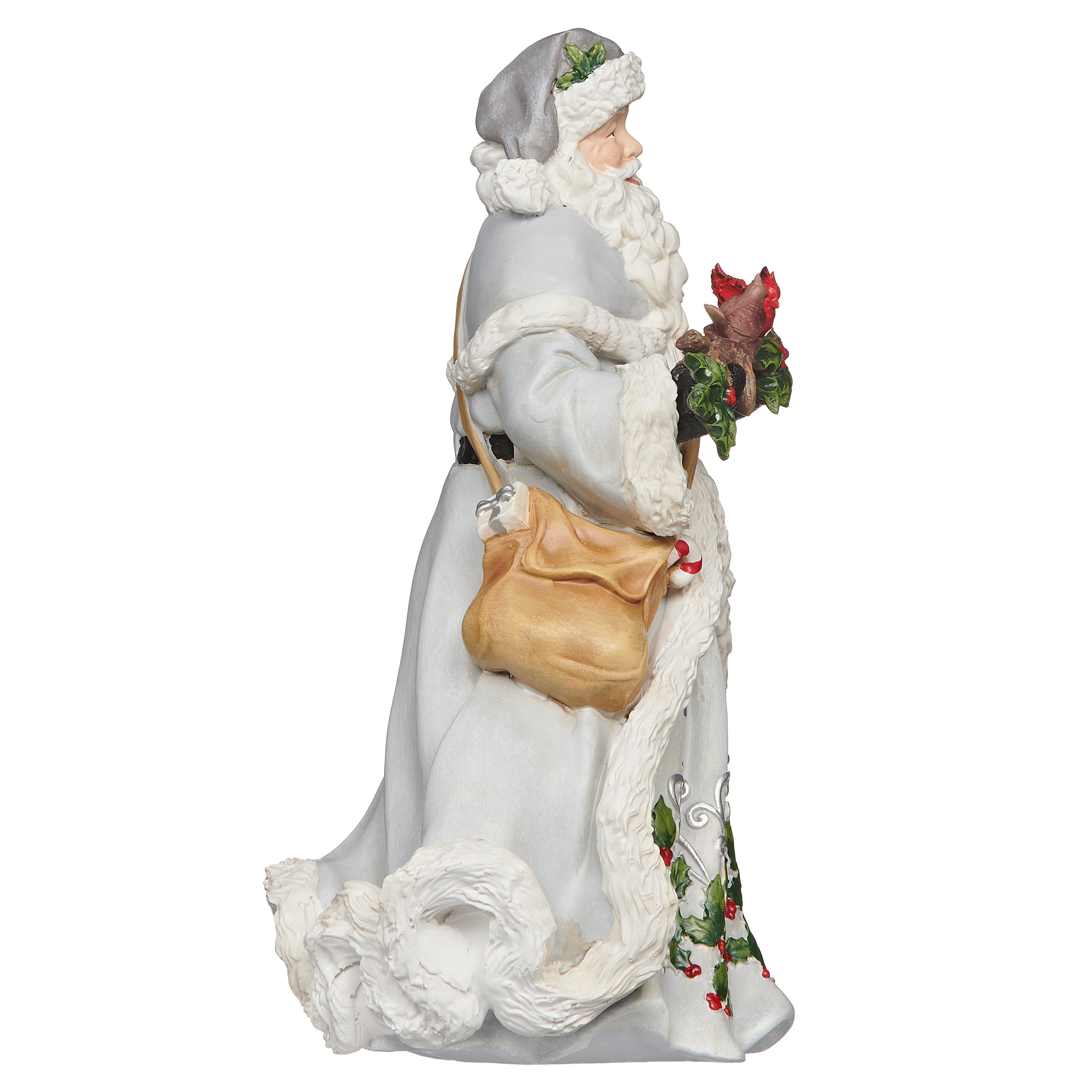 Holly Berry Santa Figure with Cardinals