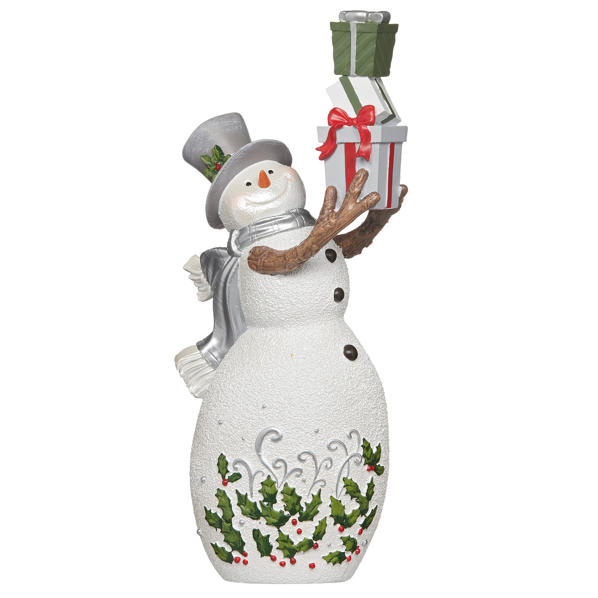 Holly Berry Gifting Snowman Figure