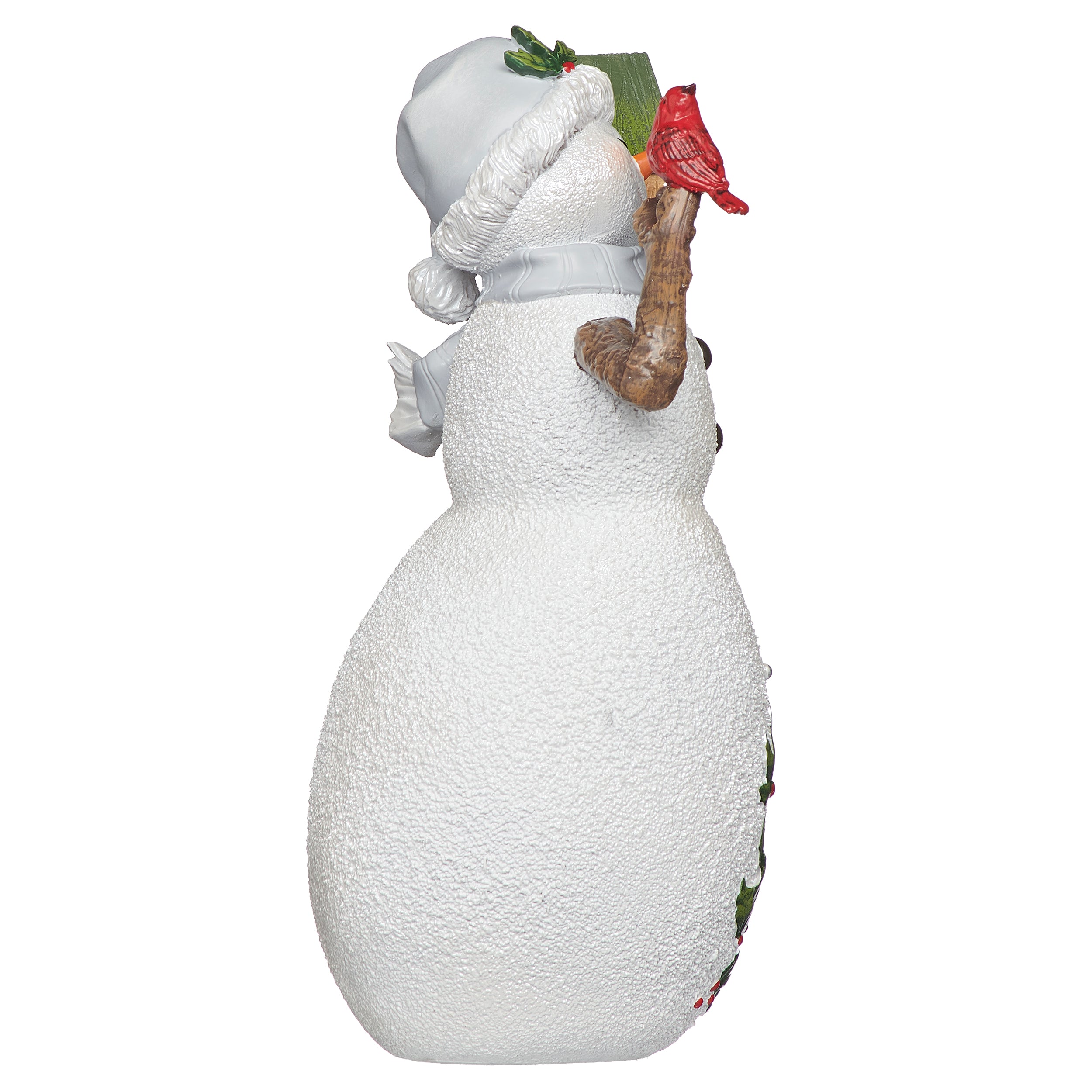 Holly Berry Snowman with Birdhouse Figure