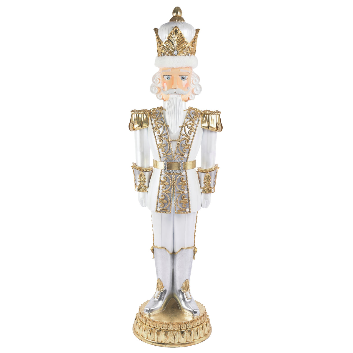 White & Gold Glitter Nutcracker Figure