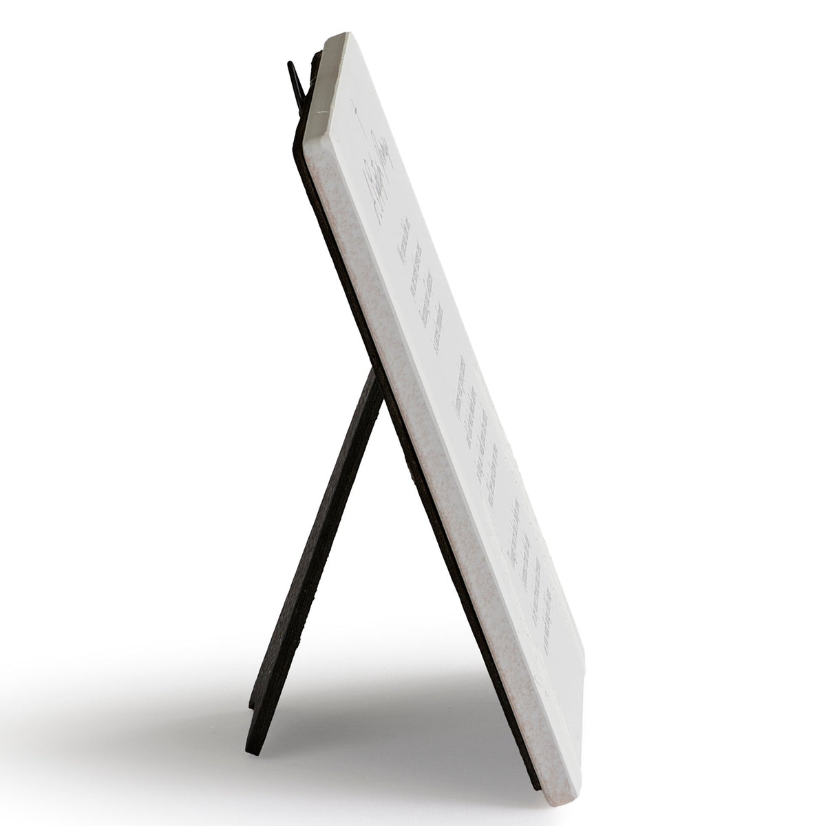 Opposite side view of Godparent's Baptism Promise Tabletop Plaque showing the plaque depth and open tabletop stand