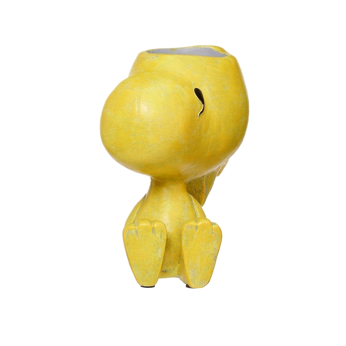 Front view of Peanuts Woodstock Planter showing the rounded planter opening and sculpted Woodstock details