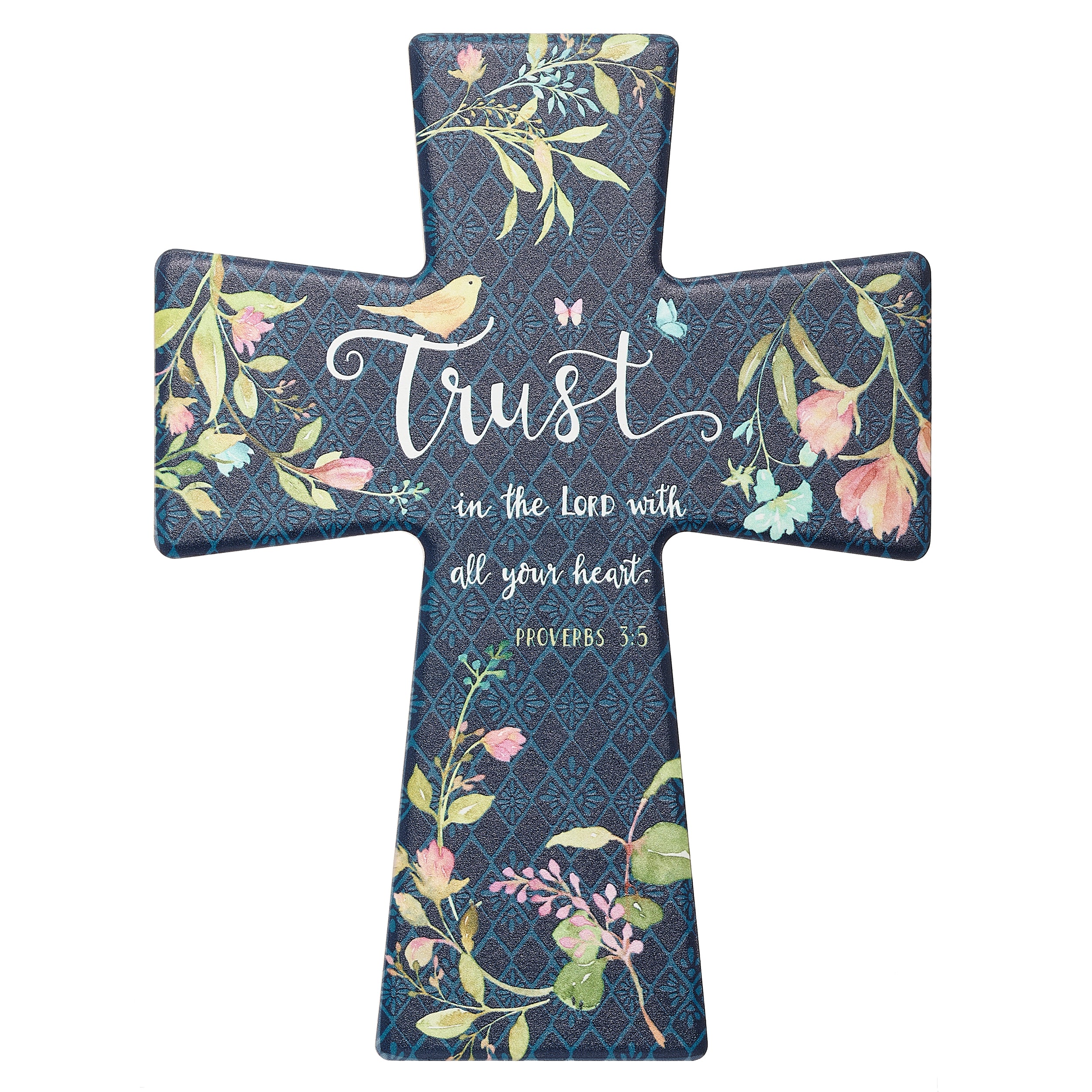 Floral Trust in the Lord Tabletop Scripture Cross