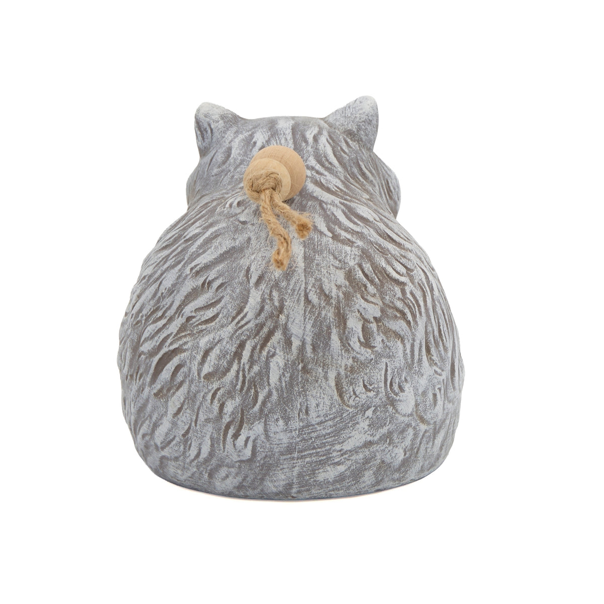 Back view of Pudgy Pals Fox Bell showing the rounded textured body, sculpted tail, and hanging string