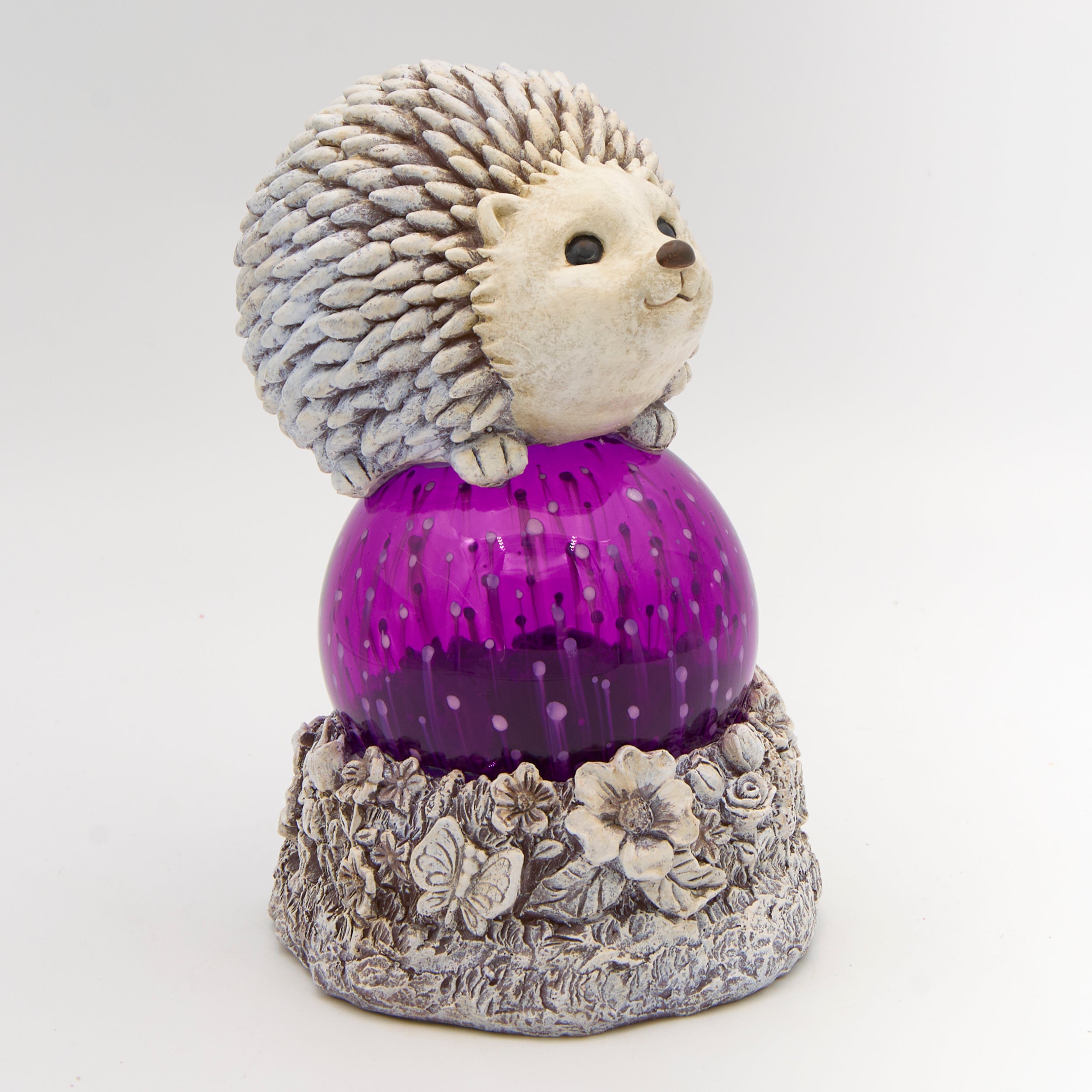 Pudgy Pals Solar-Powered Hedgehog Garden Statue