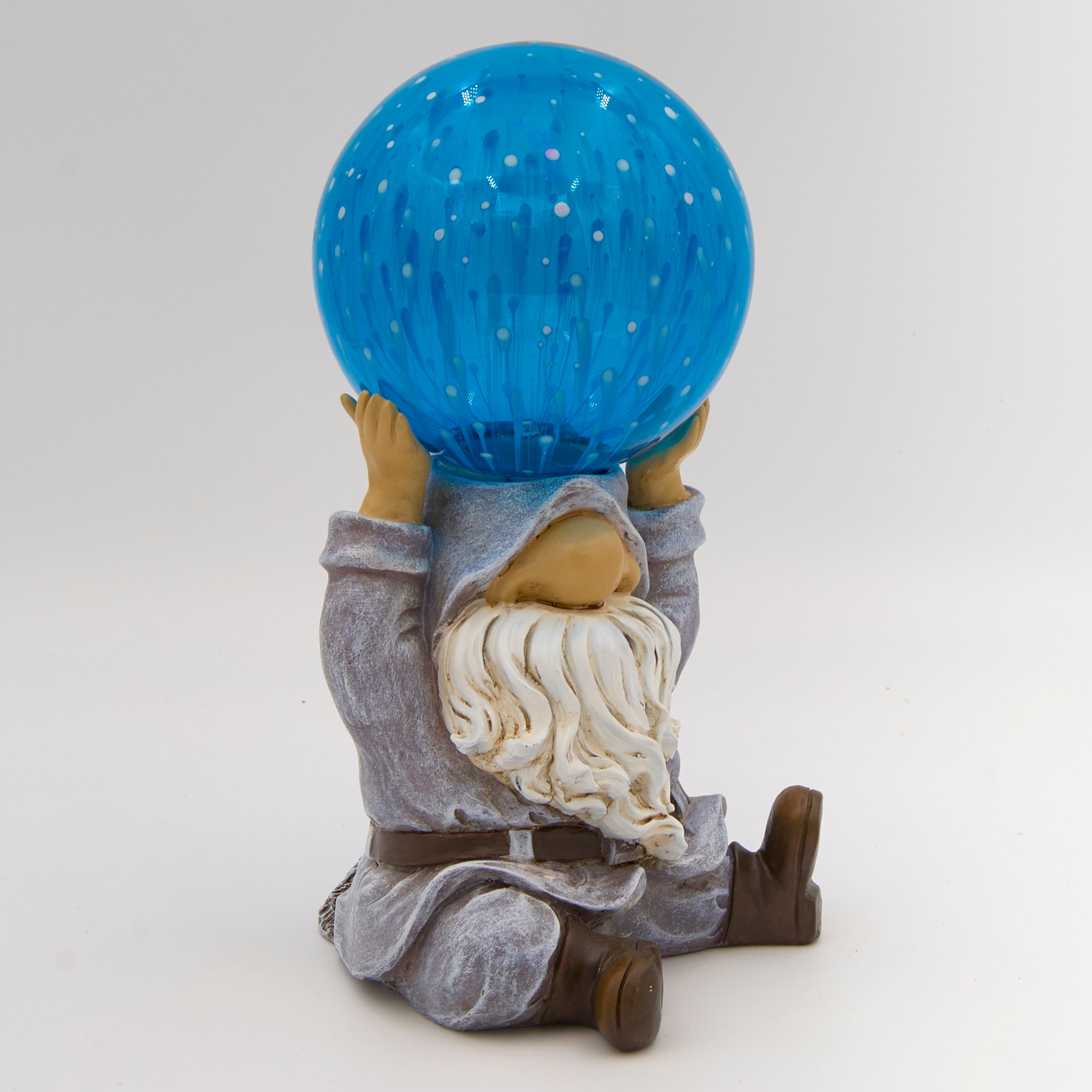 Solar Gnome with Blue Gazing Ball Garden Statue