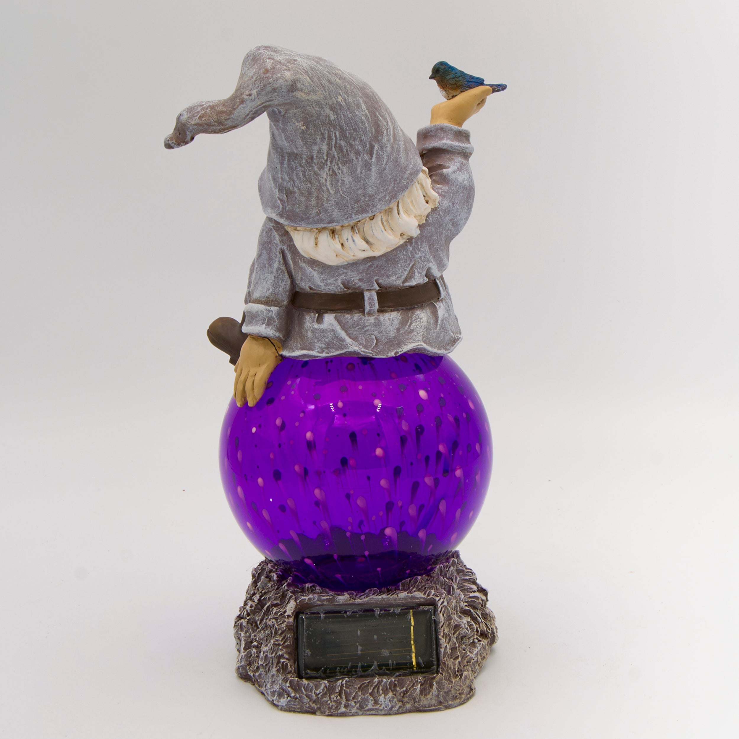 Solar Gnome with Purple Gazing Ball Garden Statue
