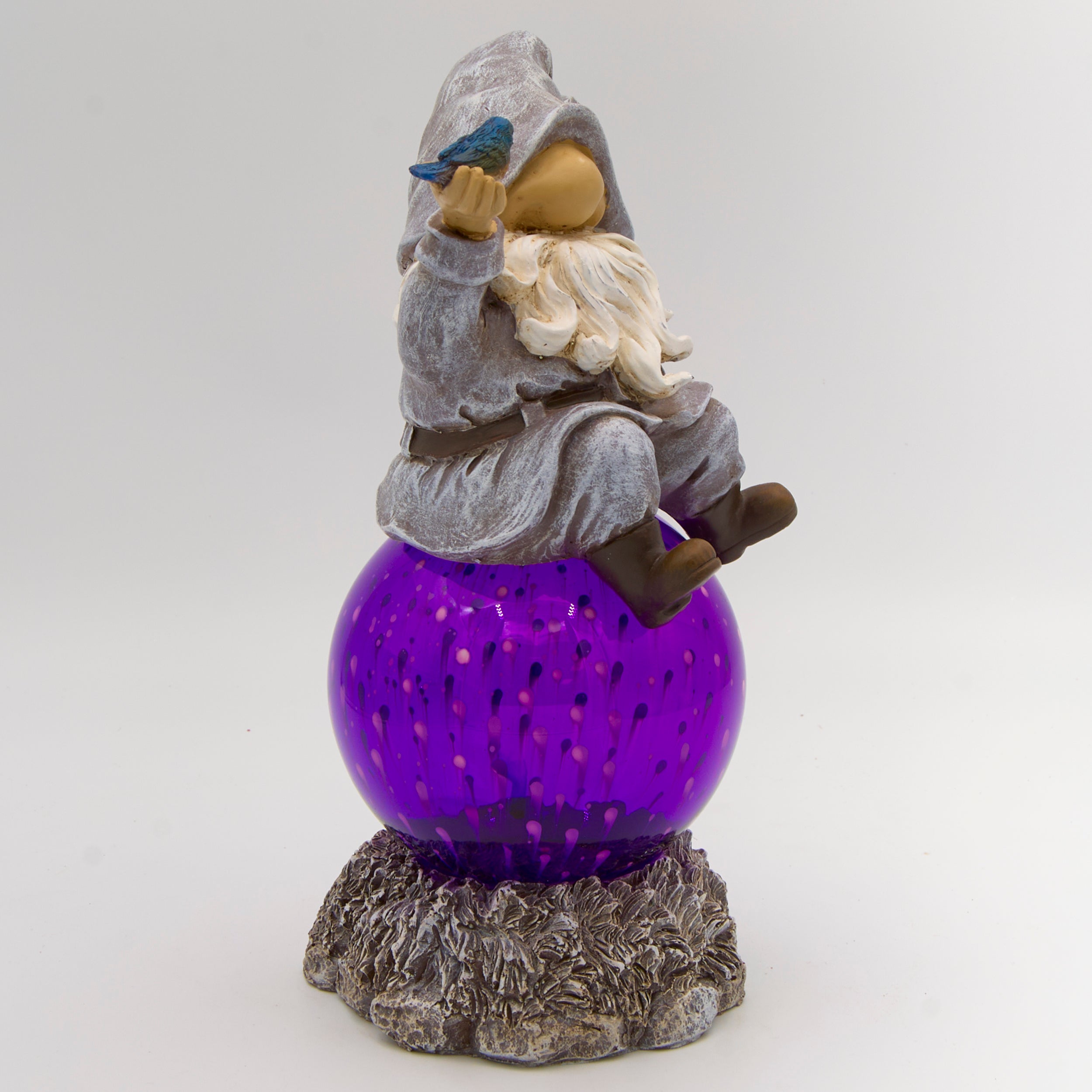 Solar Gnome with Purple Gazing Ball Garden Statue