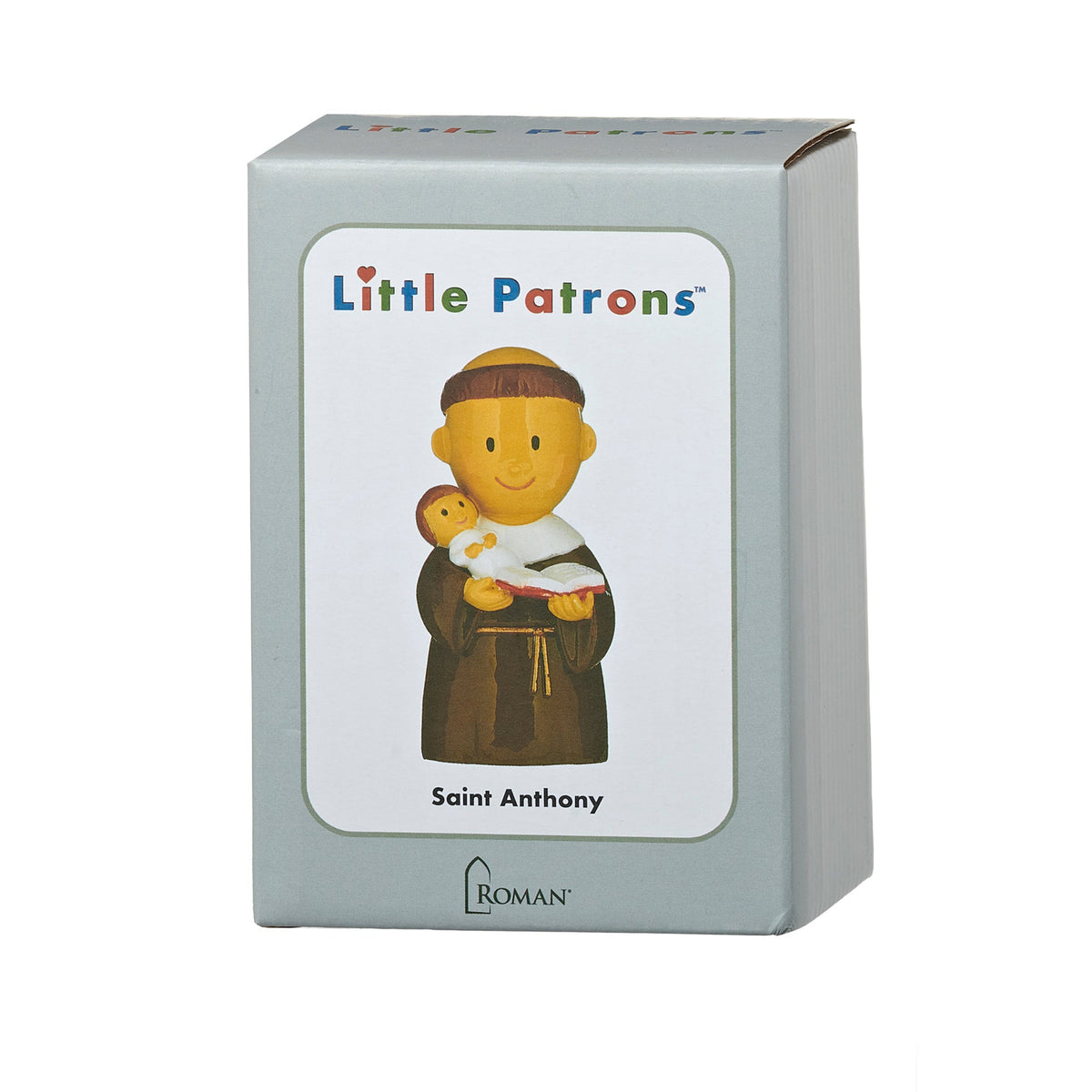 St. Anthony Little Patrons figure shown on the front of its product gift box