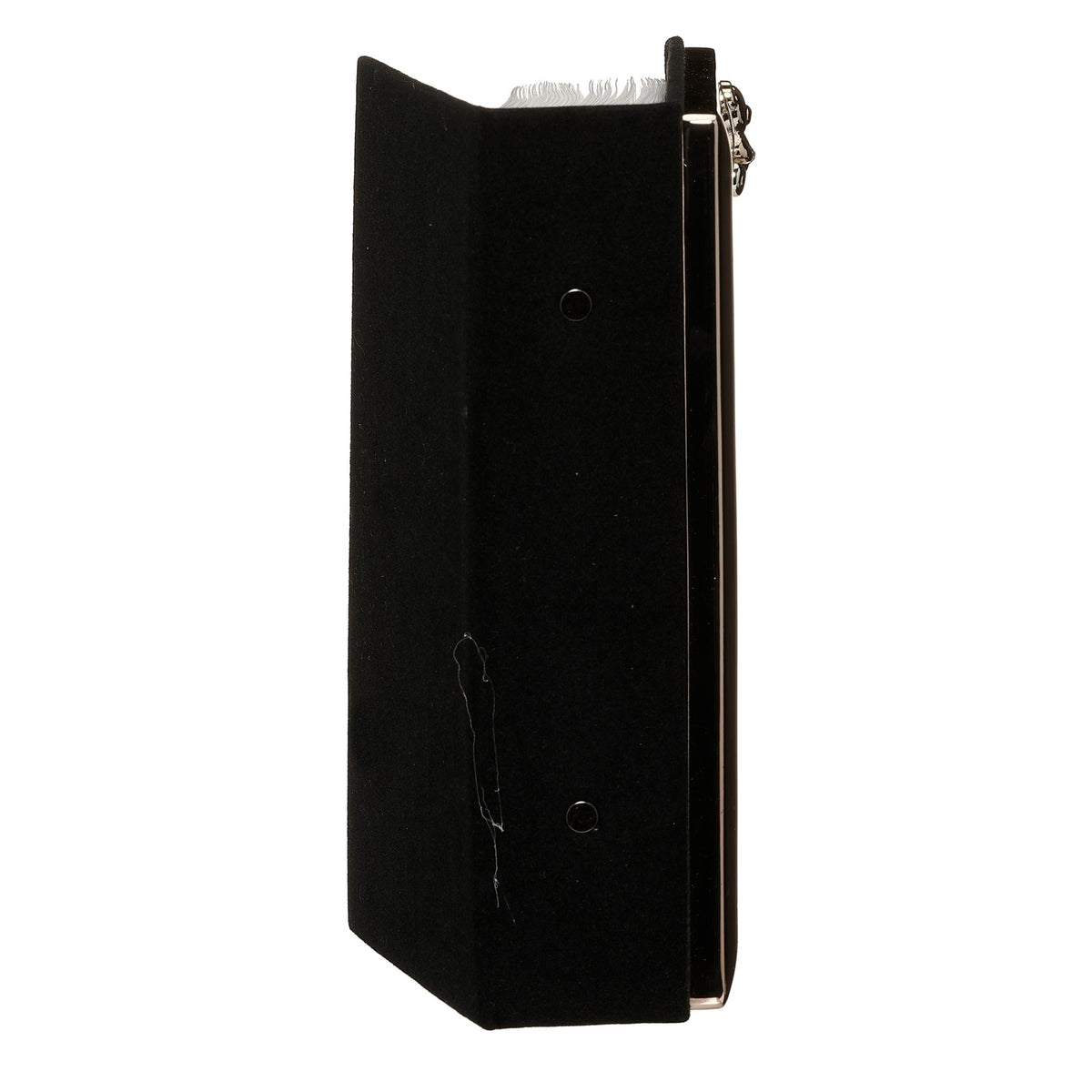 Side view of Caroline Collection Teddy Bear Accent Baby Photo Album showing the black spine and thick bound photo pages